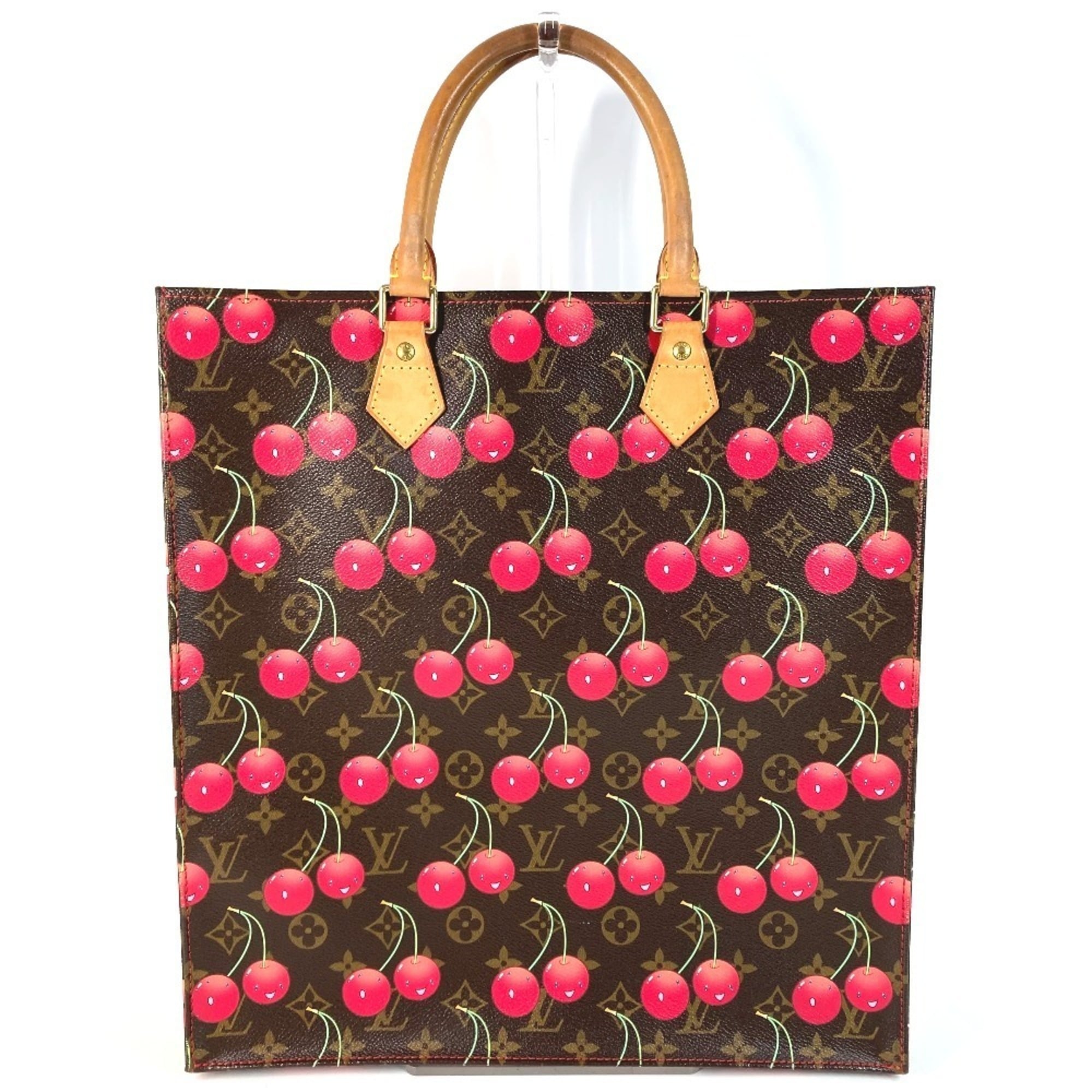 Louis Vuitton Brown Monogram Cherry Red Color Monogram Leather Shoulder Bag Tote Bag