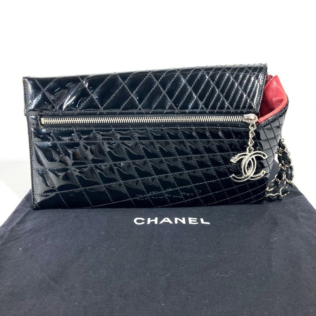 Chanel Black Patent Leather Clutch Bag Pouch