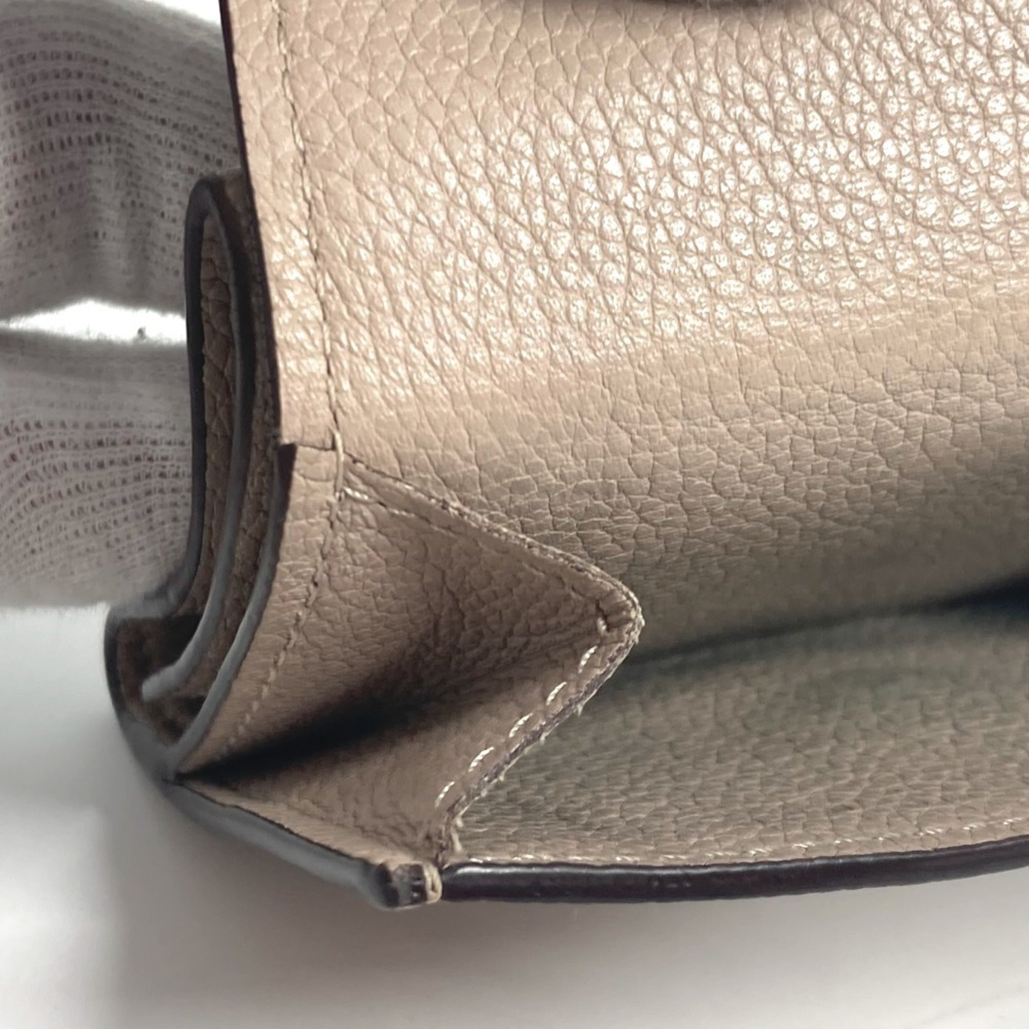 Louis Vuitton Beige Grayish Leather Wallet (Tri-Fold)