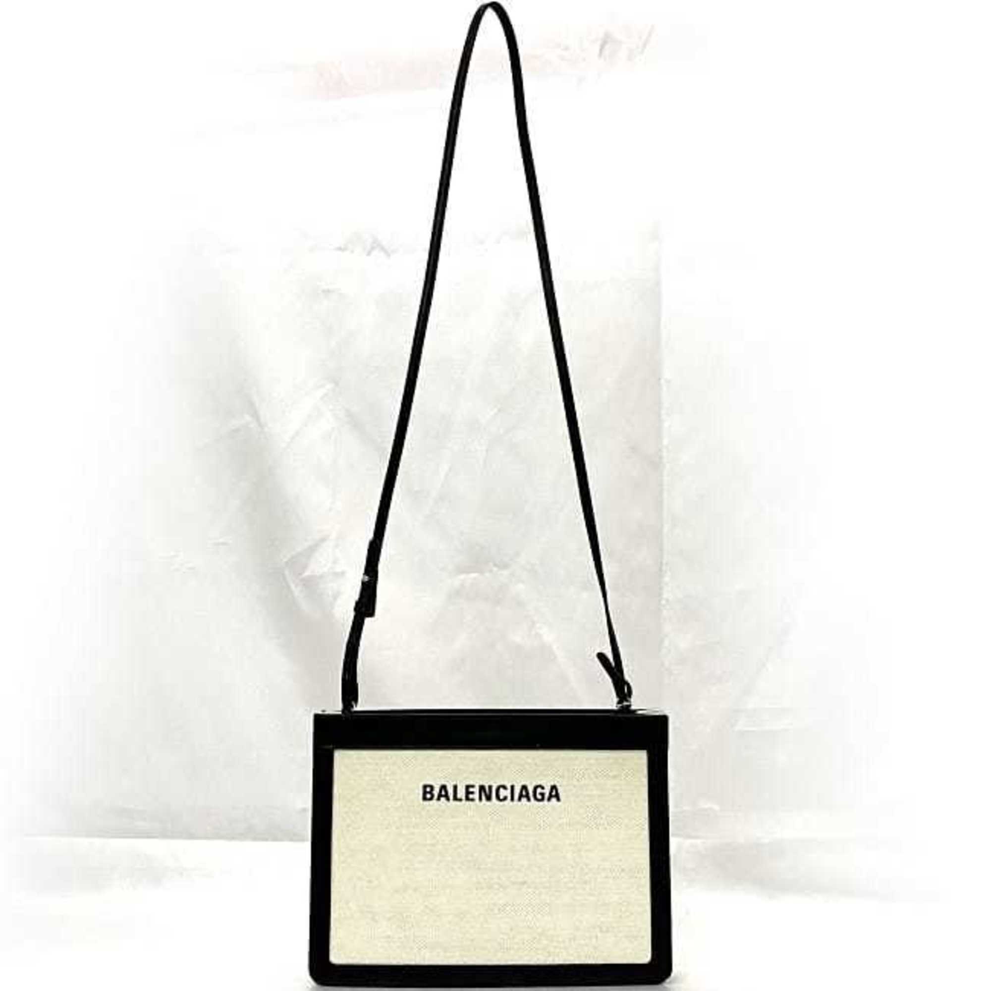 Balenciaga Black White Canvas Shoulder