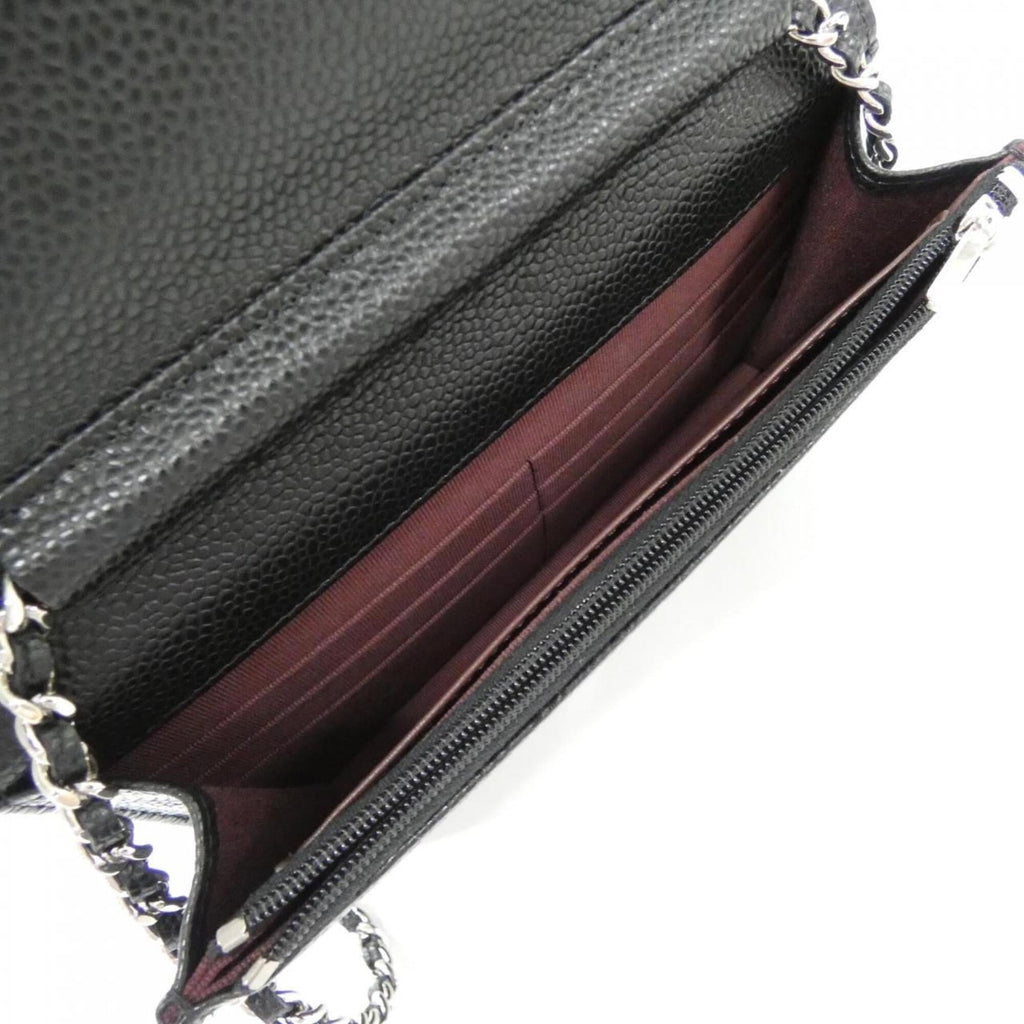 Chanel Black Bordeaux Grained Calfskin Chain/Shoulder Wallet