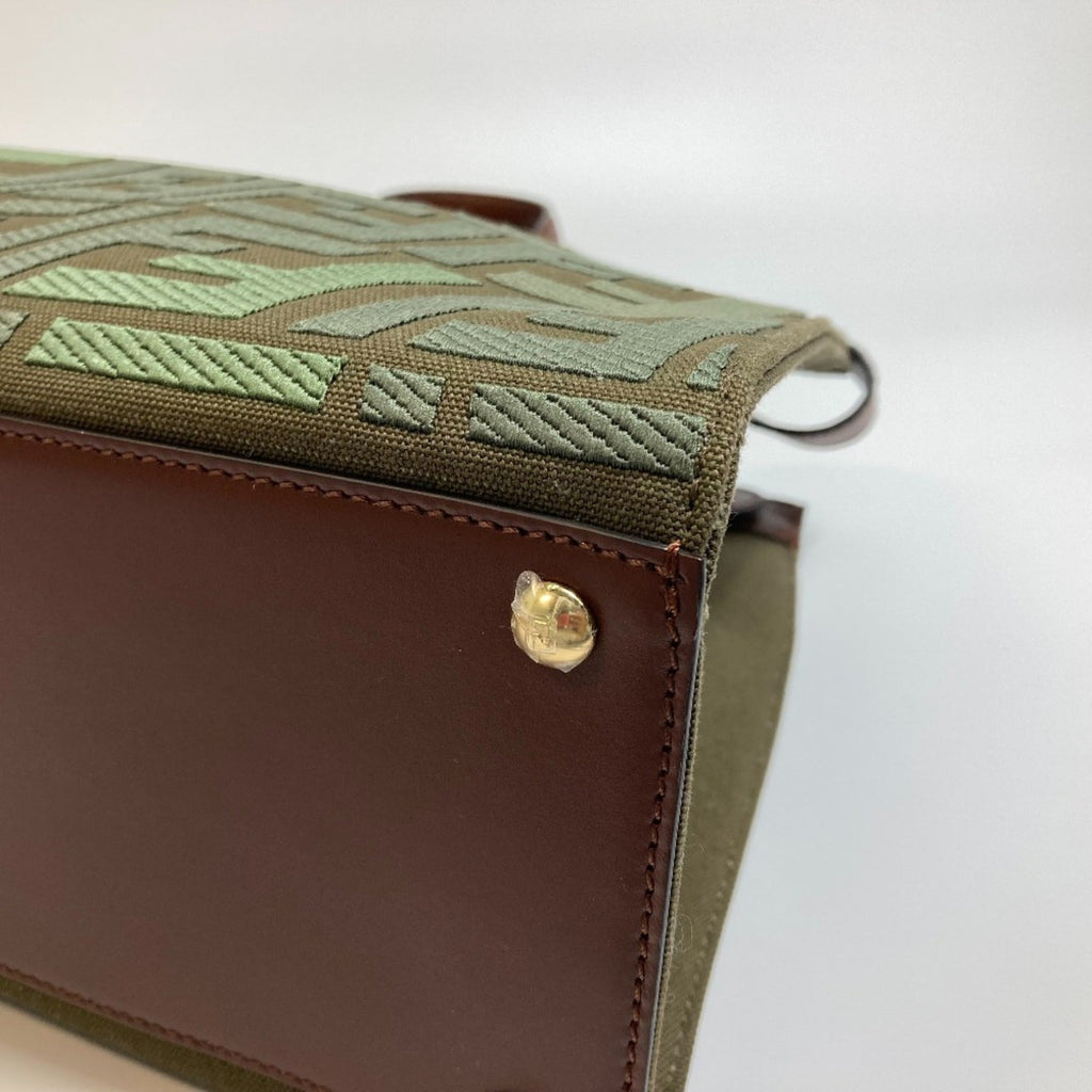 Fendi Green Cotton Shoulder Bag Tote Bag