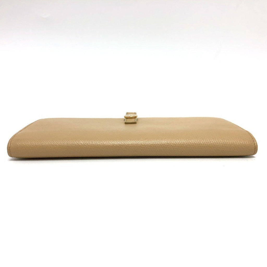 Chanel Beige Leather Long Wallet (Bi-Fold)