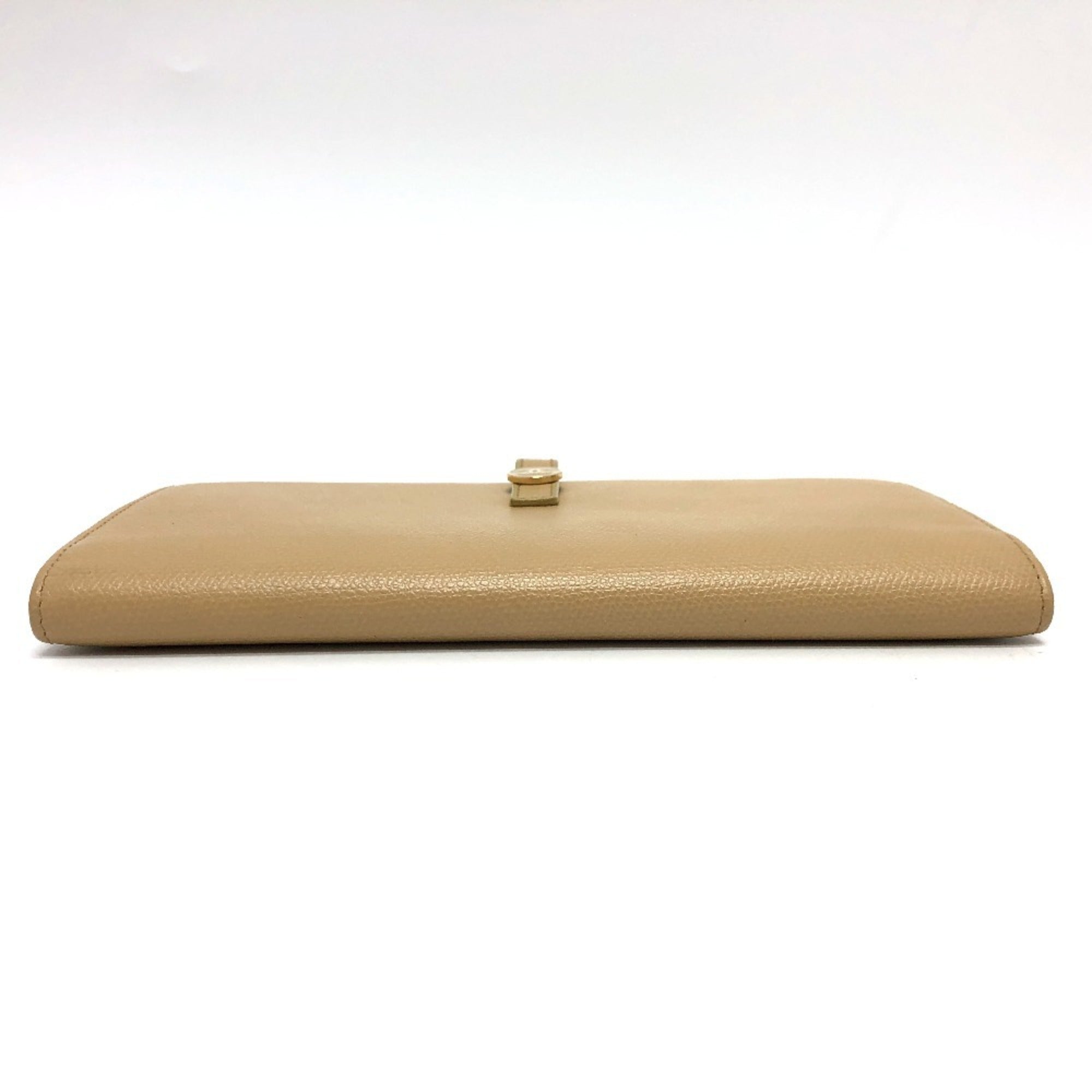 Chanel Beige Leather Long Wallet (Bi-Fold)