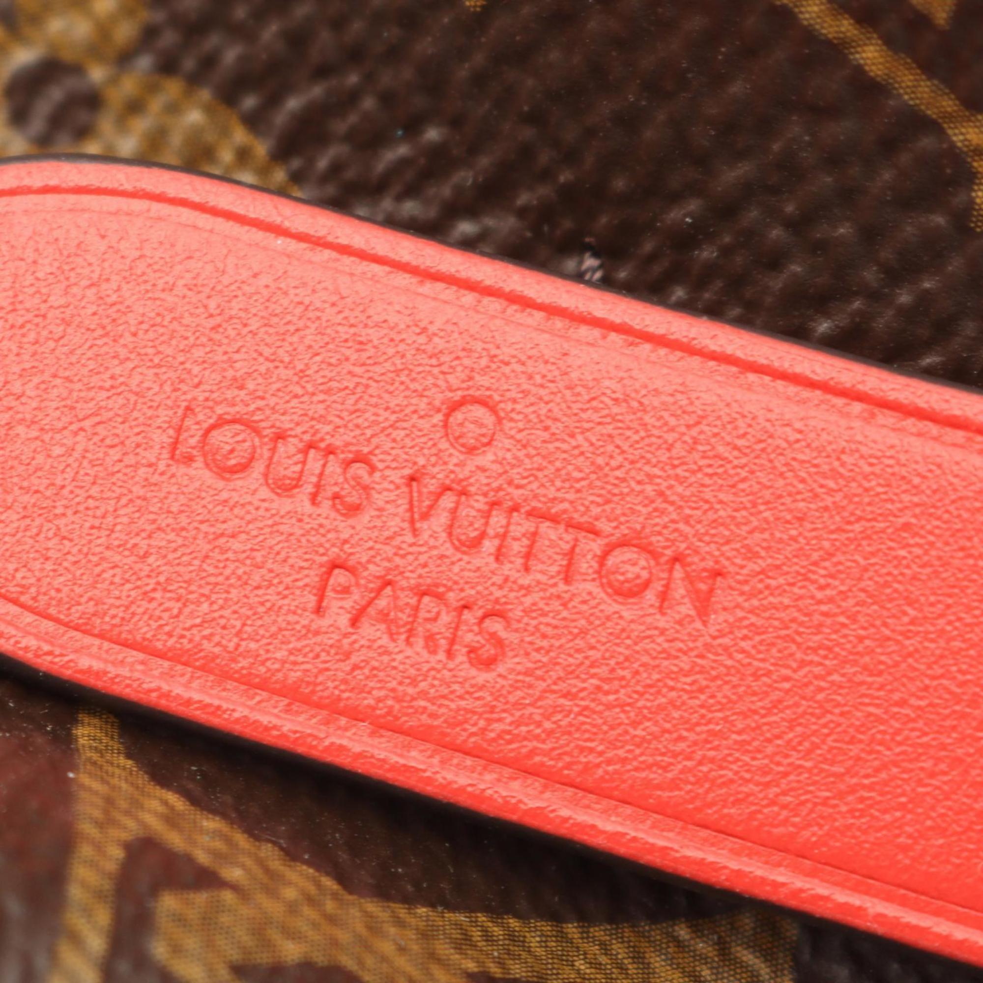 Louis Vuitton Brown Coquelicots Monogram Red Color Coated Canvas Leather Handbag Shoulder Bag