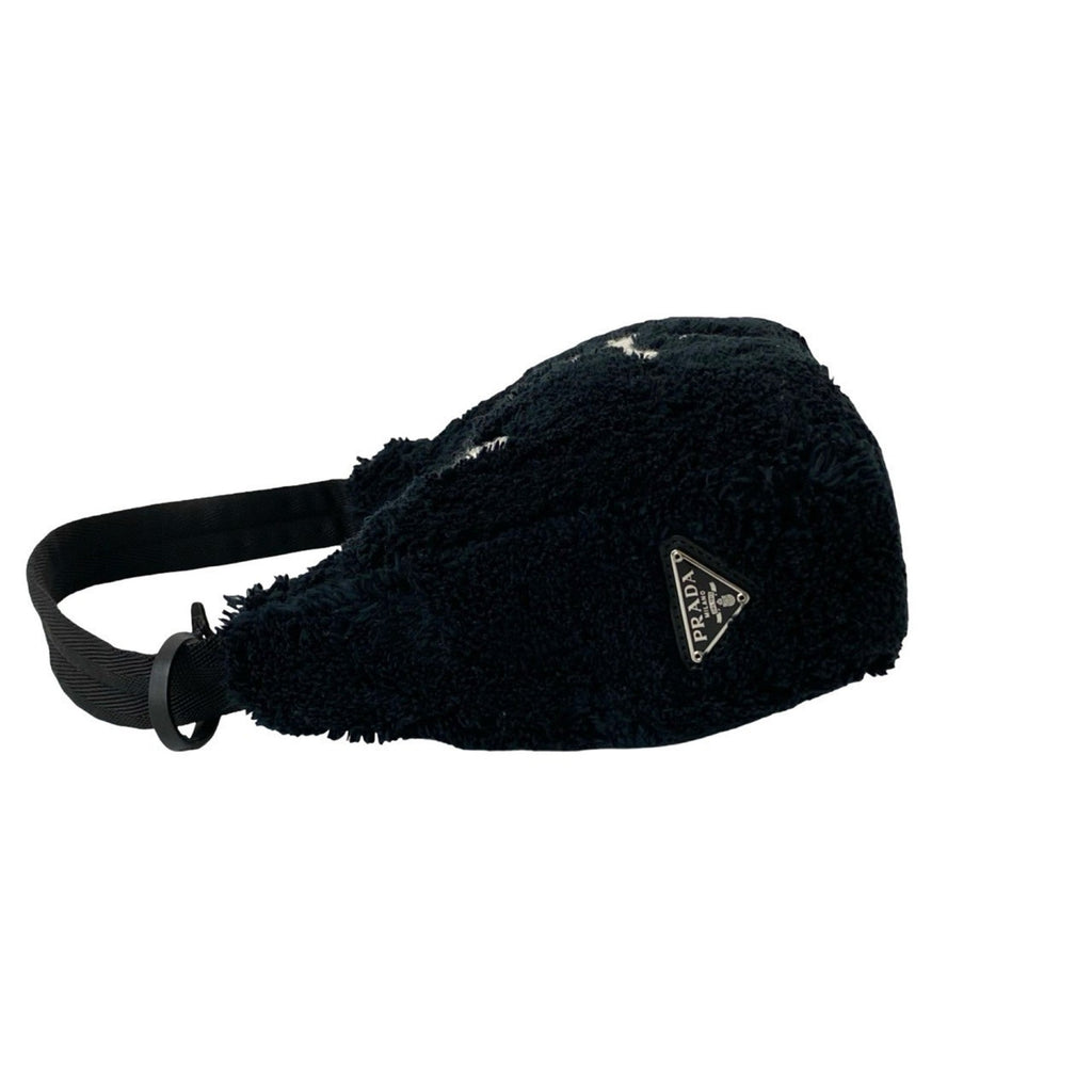 Prada Black Pile Fabric Handbag Shoulder Bag