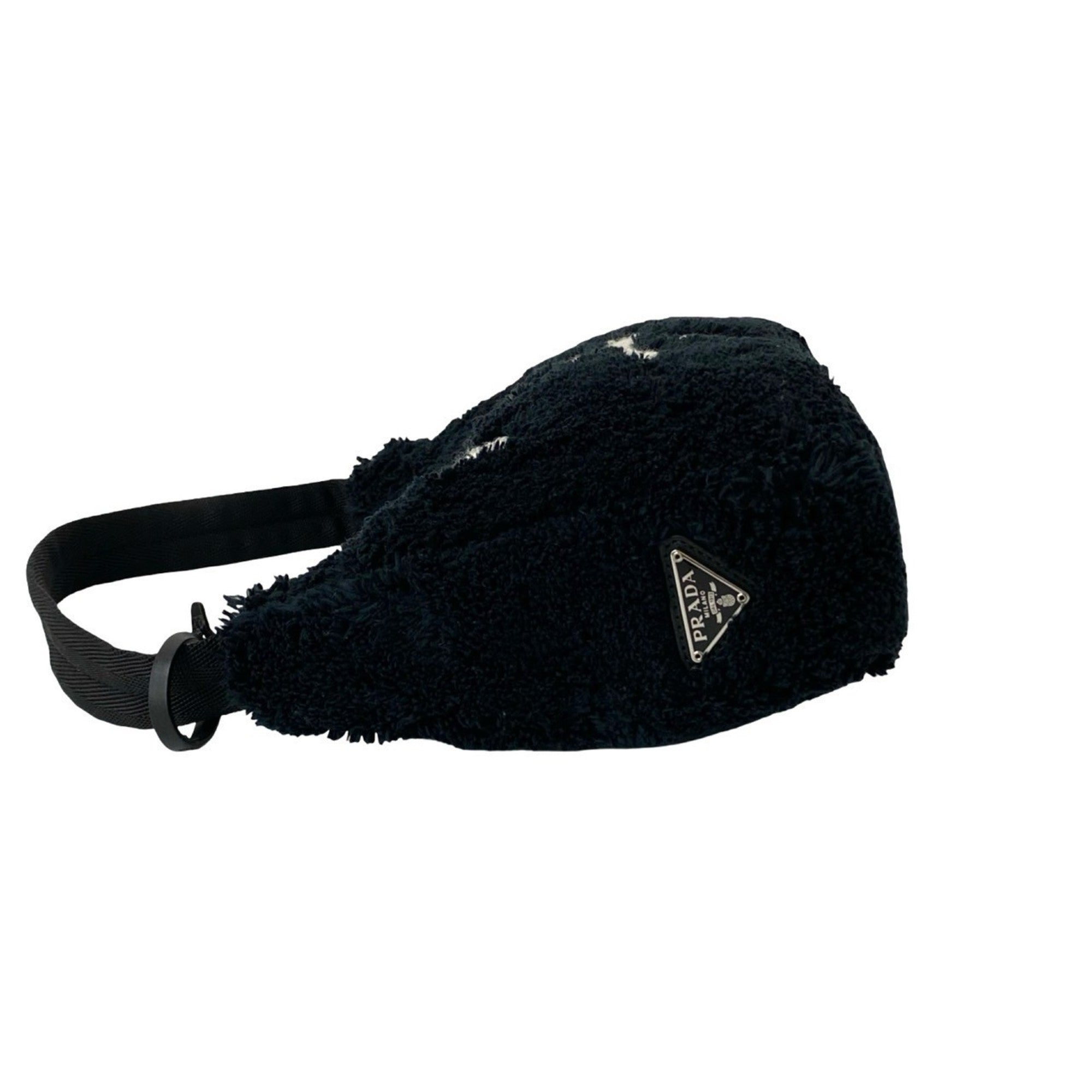 Prada Black Pile Fabric Handbag Shoulder Bag