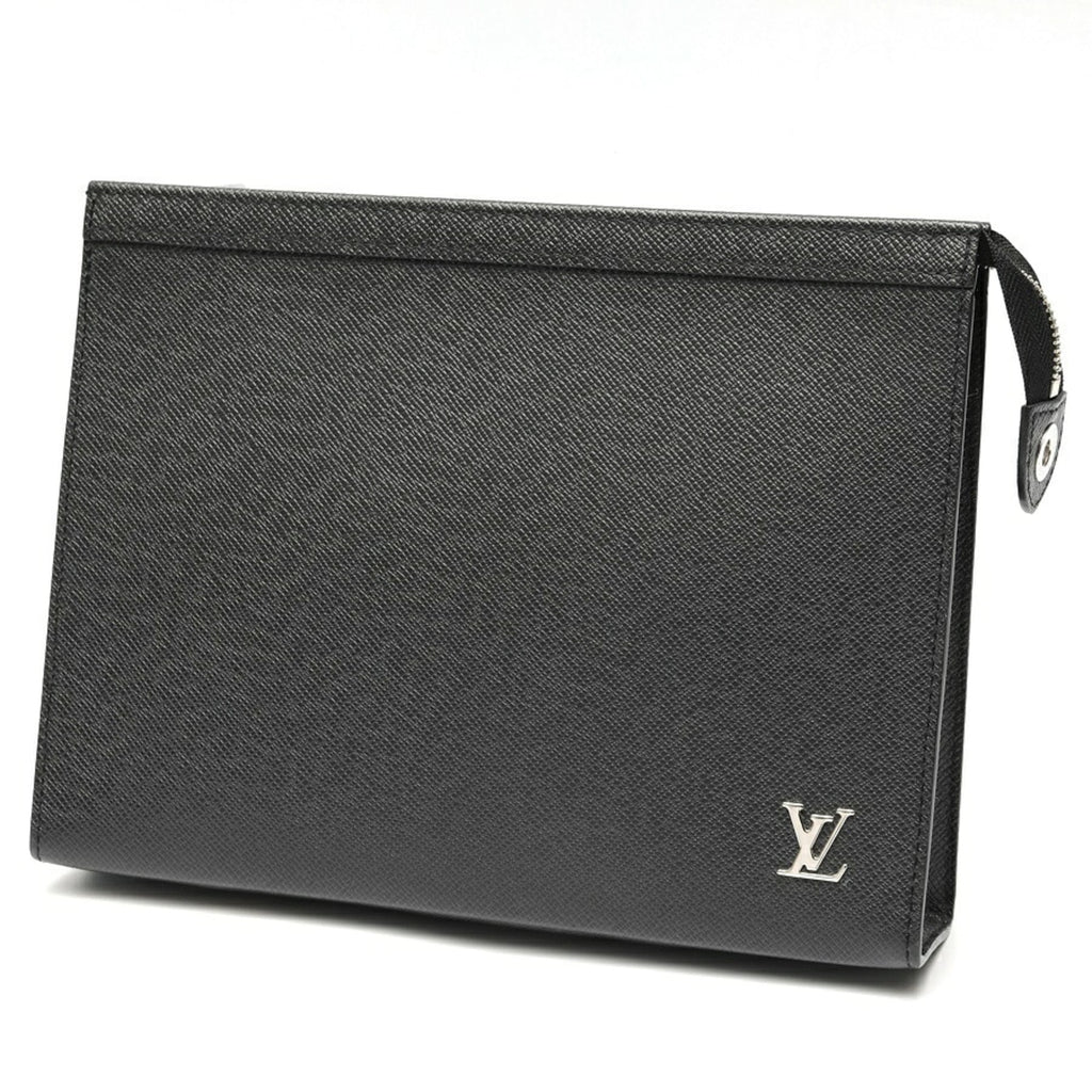Louis Vuitton Black Taiga Leather Clutch Bag Pochette