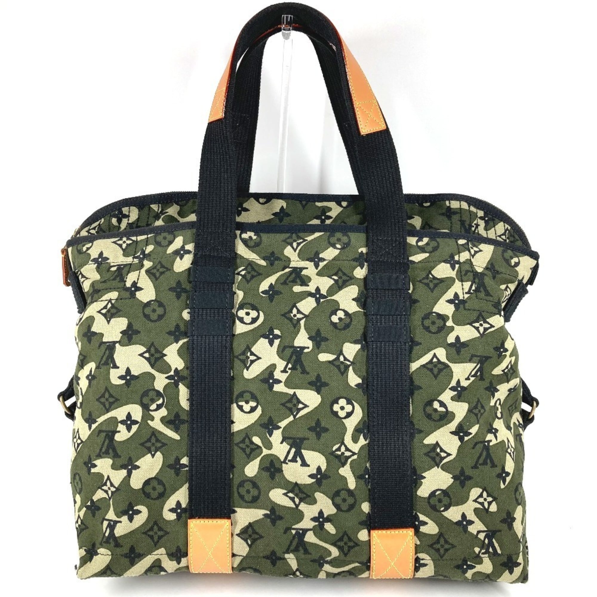 Louis Vuitton Black Green Leather Canvas Boston Bag Shoulder Bag Tote Bag