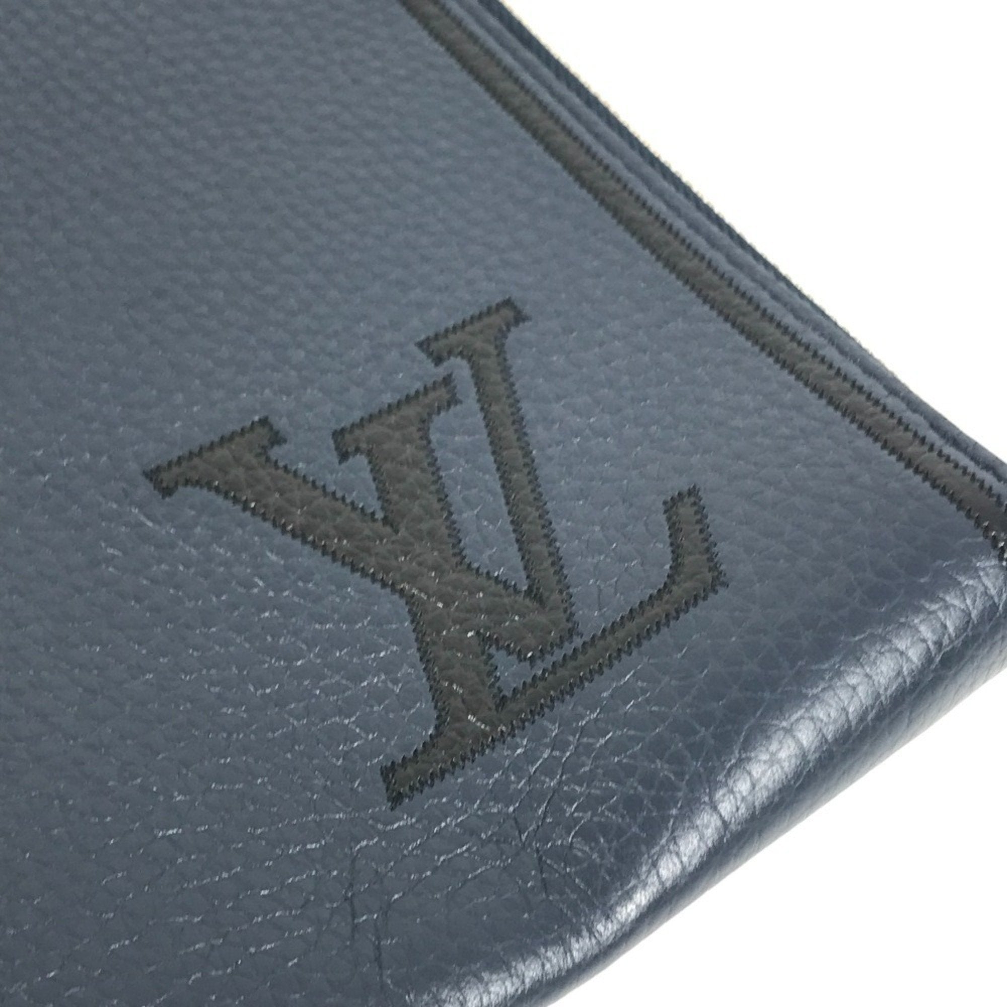 Louis Vuitton Black Navy Leather Clutch Bag Pochette Pouch
