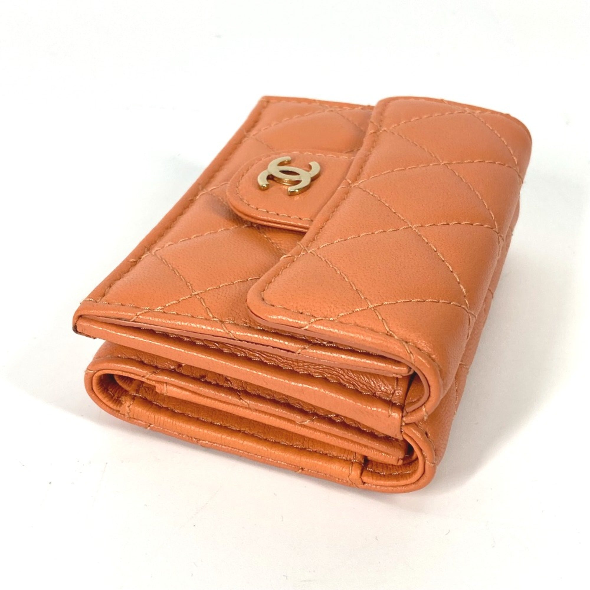 Chanel Orange Leather Wallet (Tri-Fold)