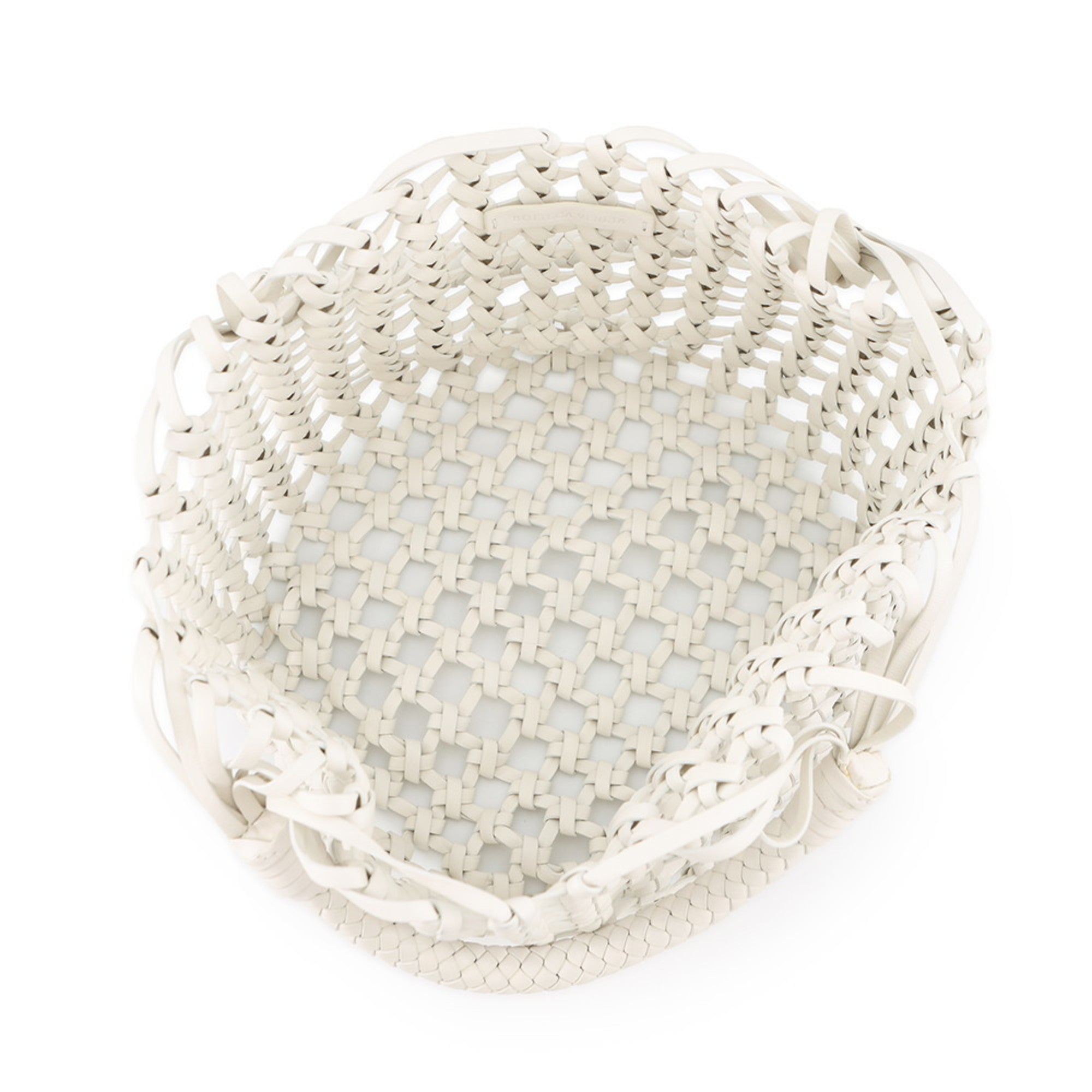 Bottega Veneta White Leather Canvas Tote Bag