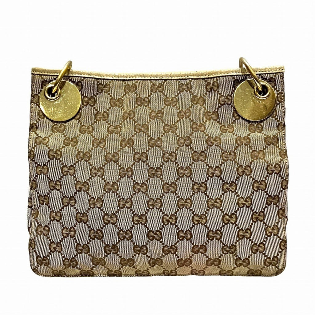 Gucci Beige Canvas Leather Shoulder Bag (Pre-Owned)