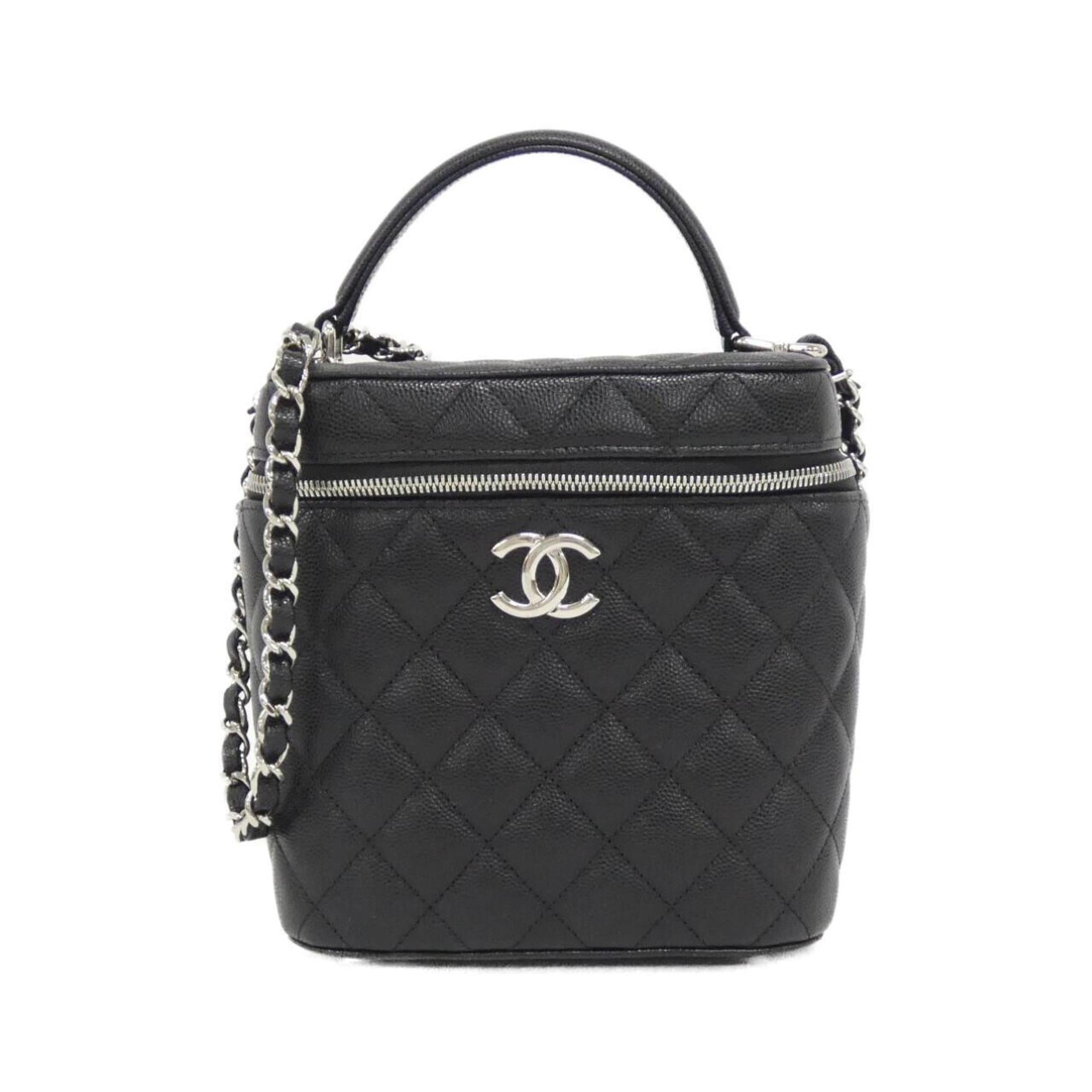 Chanel Black Grained Calfskin Shoulder Bag
