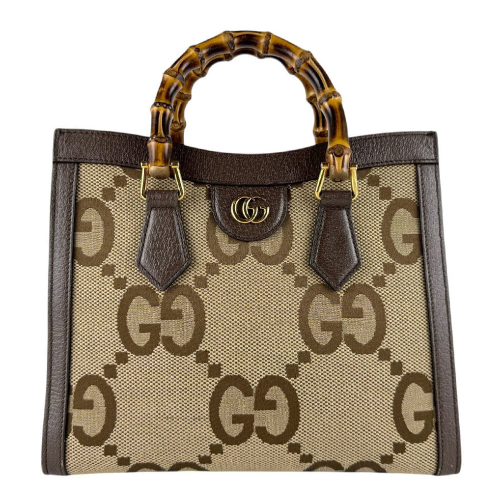 Gucci Beige Brown Canvas Leather Handbag Shoulder Bag (Pre-Owned)