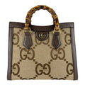 Gucci Beige Brown Canvas Leather Handbag Shoulder Bag (Pre-Owned)