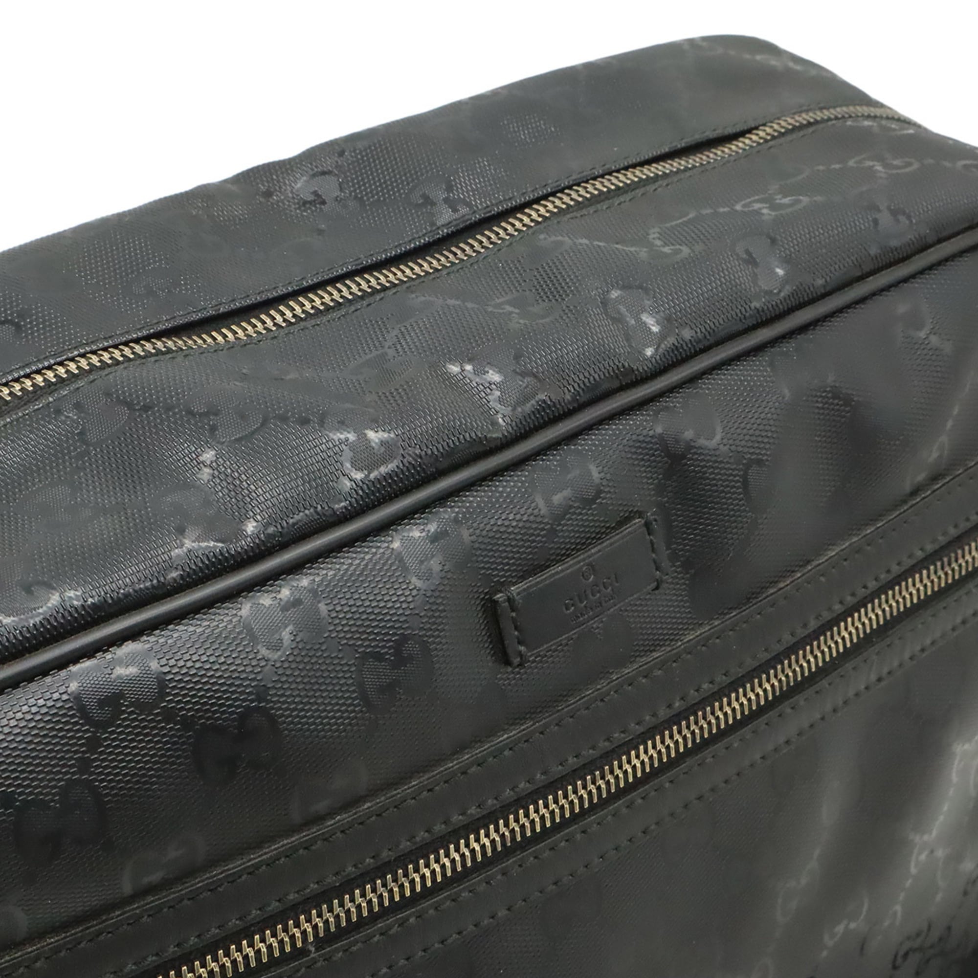 Gucci Gg Imprimé Black Coated Canvas Leather Handbag Shoulder Bag (Pre-Owned)