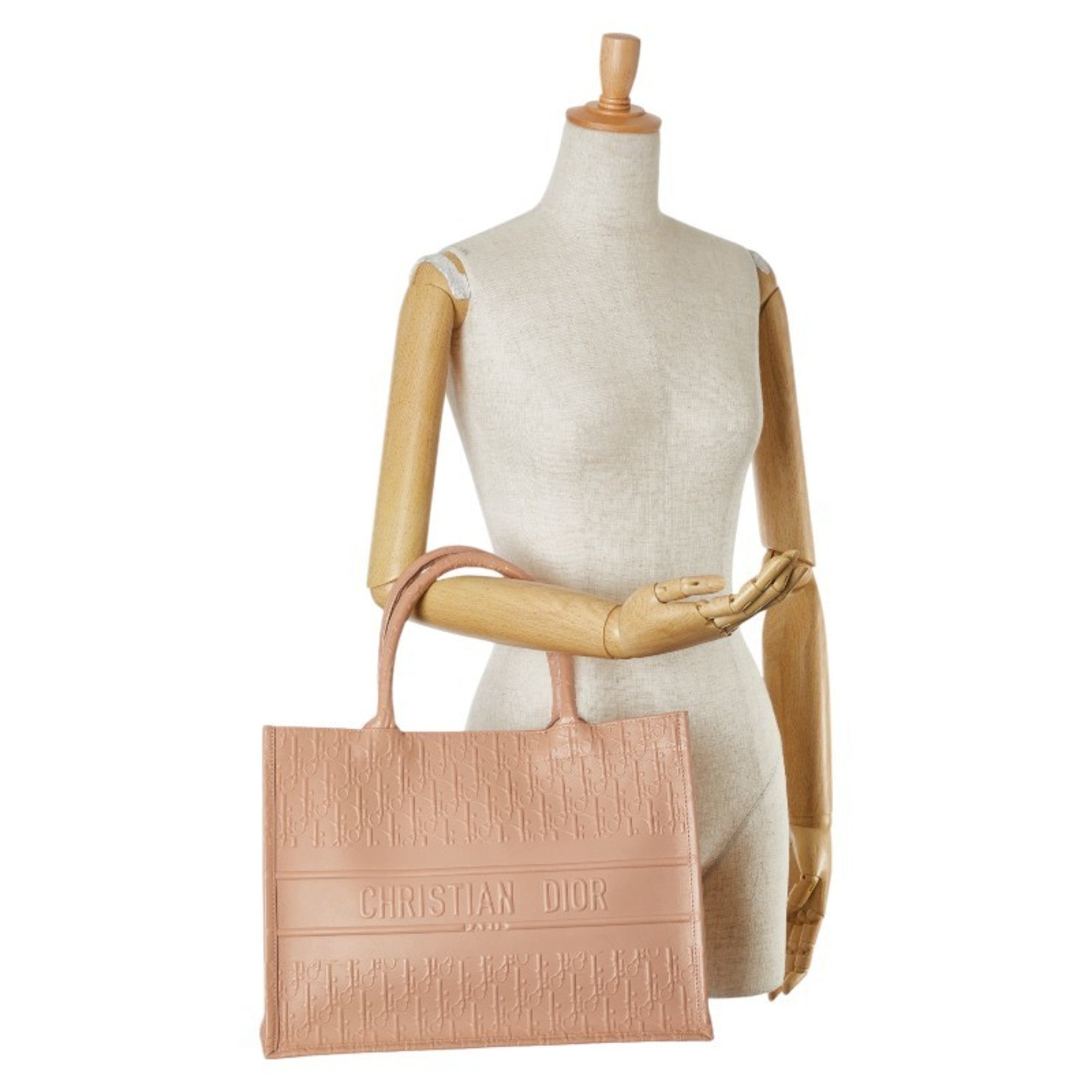 Christian Dior Pink Beige Leather Handbag Tote Bag (Pre-Owned)