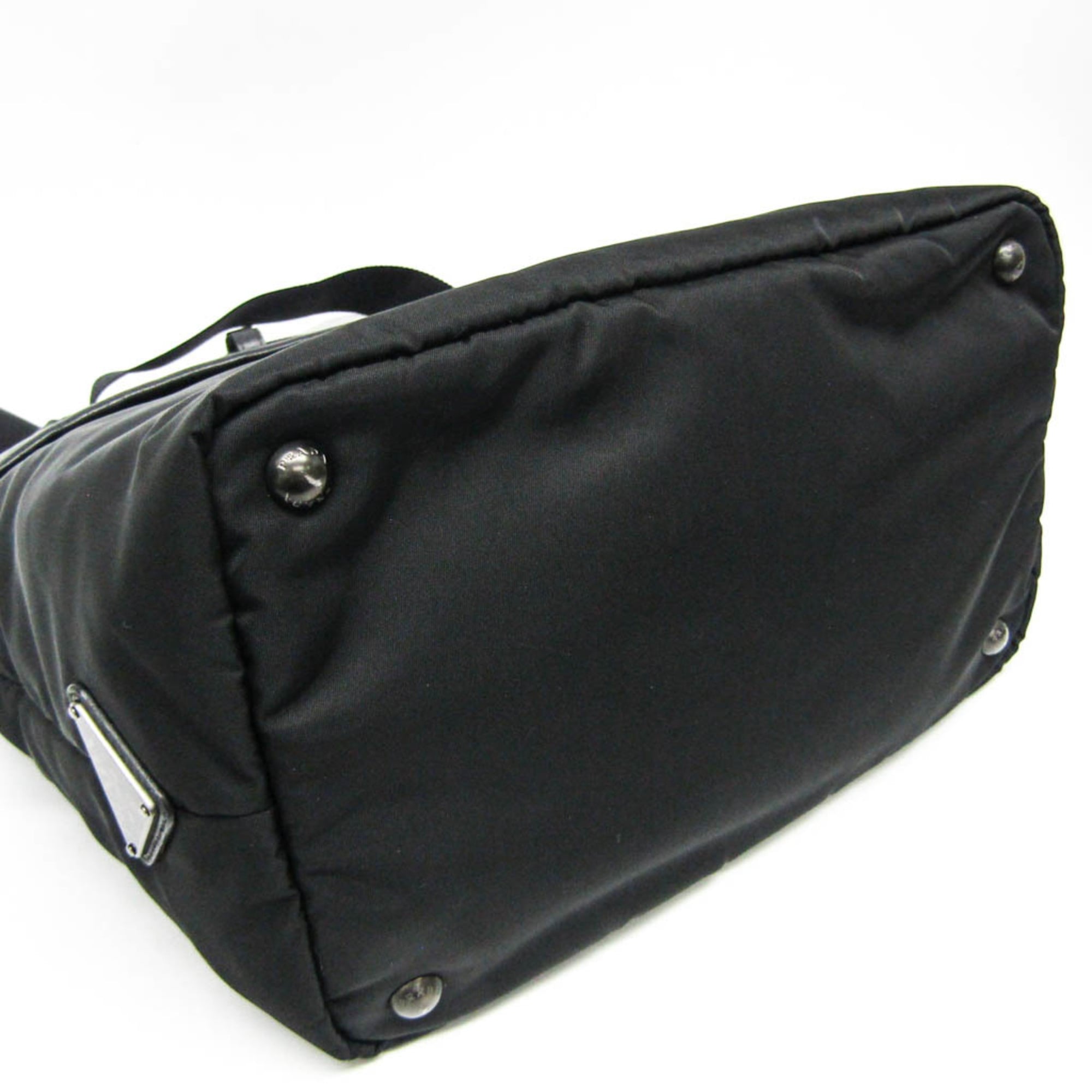 Prada Convertible Double Tote Nappa Leather And Tessuto Black Nylon Handbag