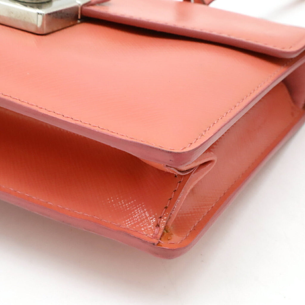 Prada Saffiano Begonia Pink Leather Handbag Pochette Shoulder Bag