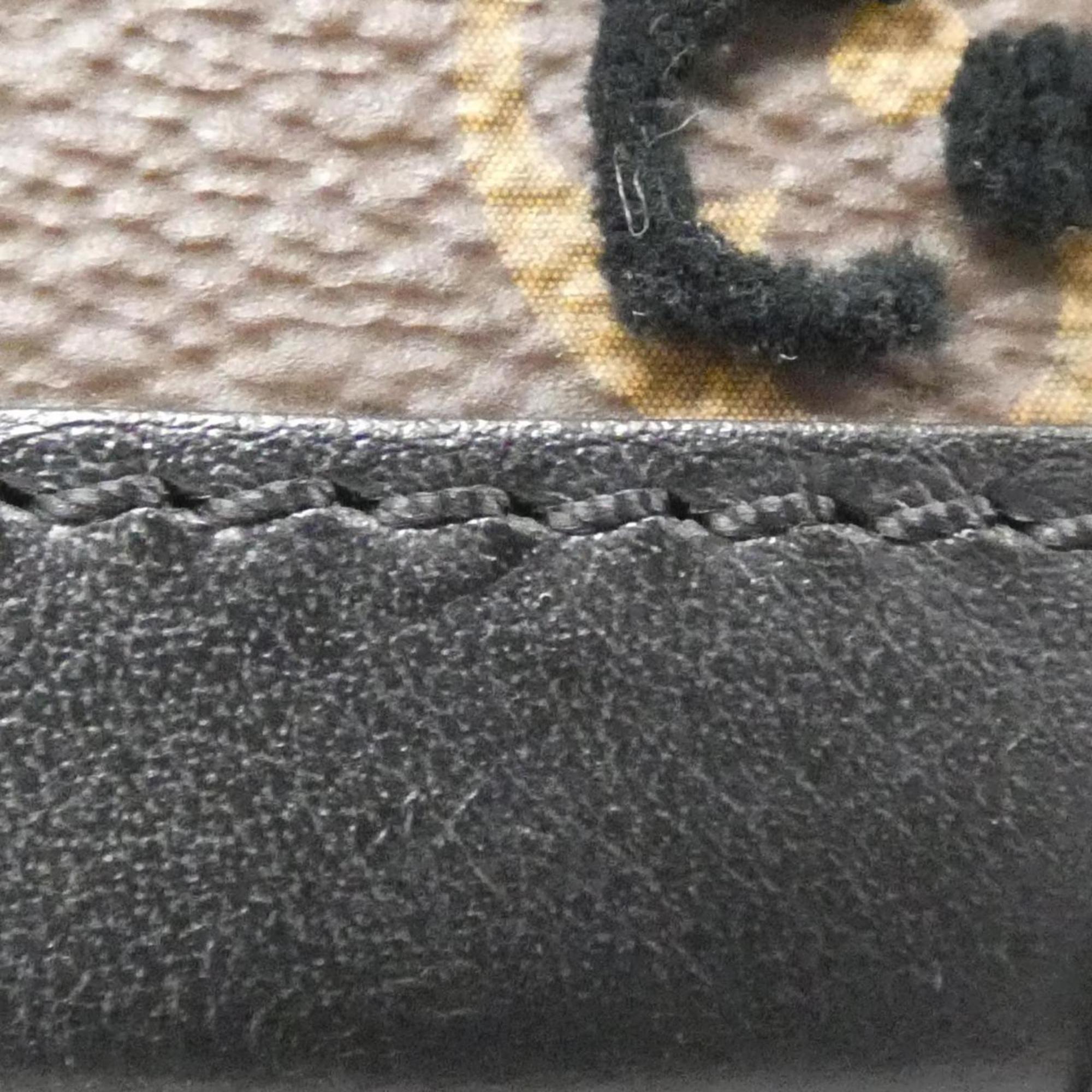 Louis Vuitton Black Brown Marron Coated Canvas Shoulder Bag