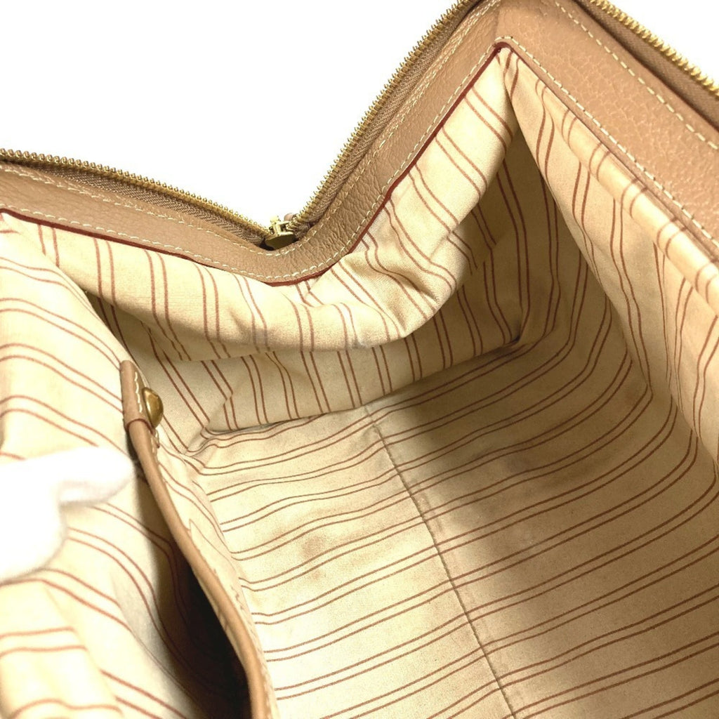 Louis Vuitton Beige Canvas Leather Handbag Shoulder Bag Tote Bag