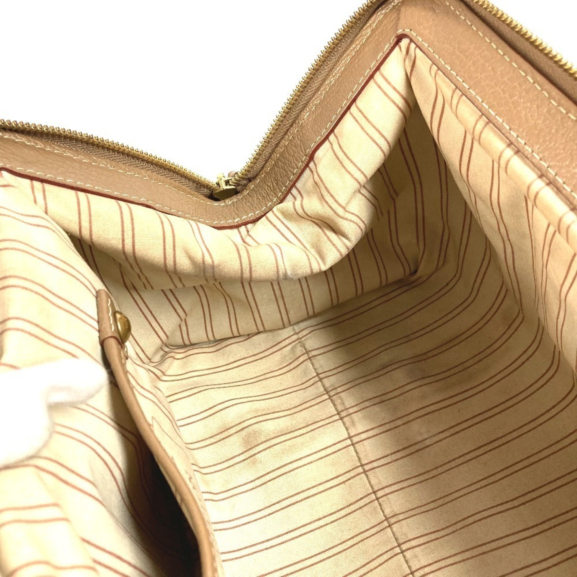 Louis Vuitton Beige Canvas Leather Handbag Shoulder Bag Tote Bag