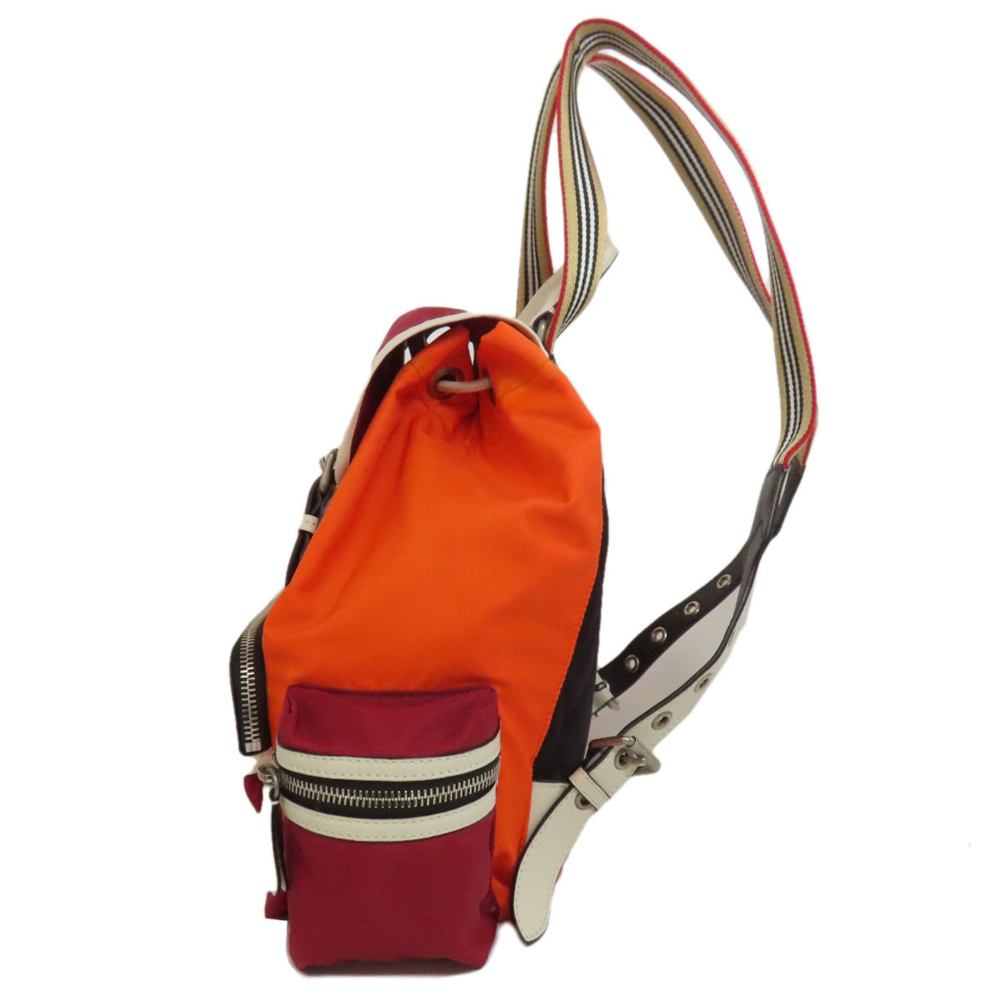 Burberry Orange Red Color Nylon Backpack