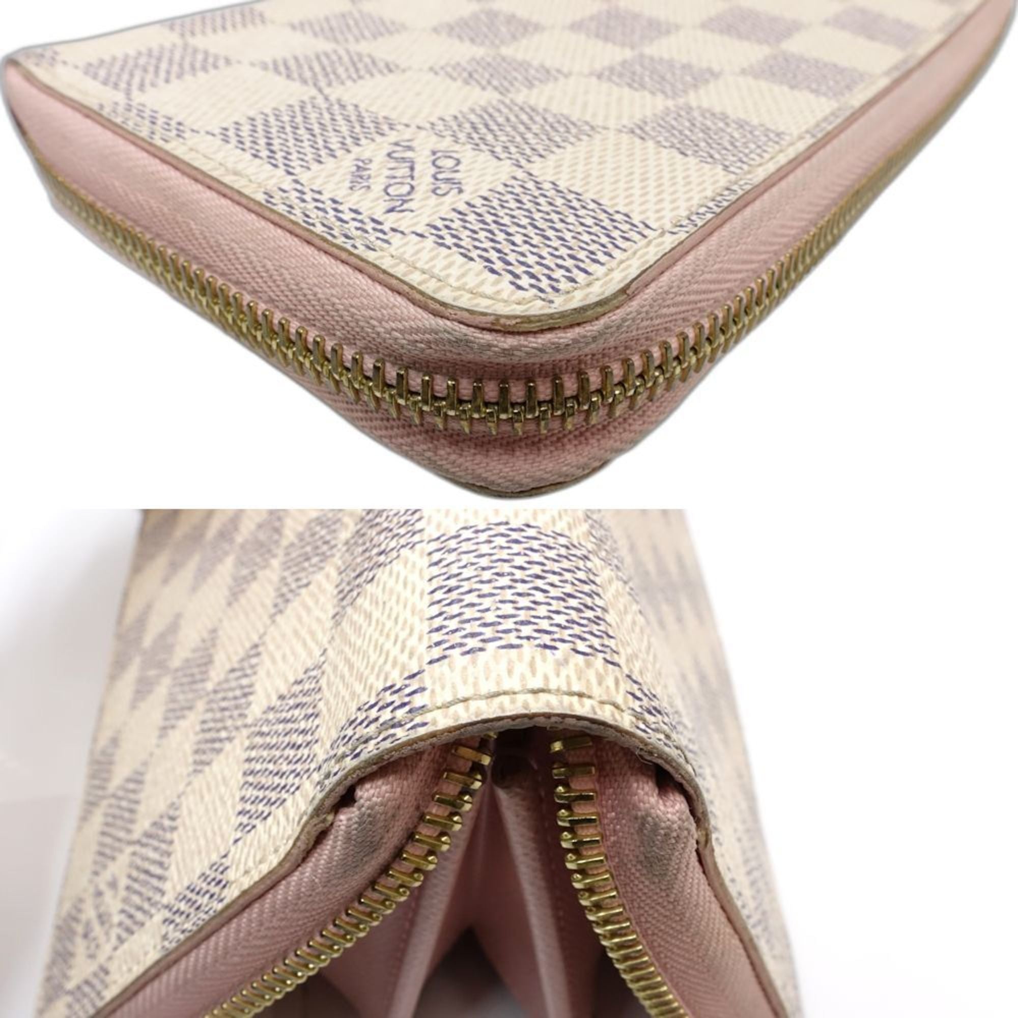 Louis Vuitton Damier Azur Damier Azur Rose Ballerine Damier Azur Long Wallet