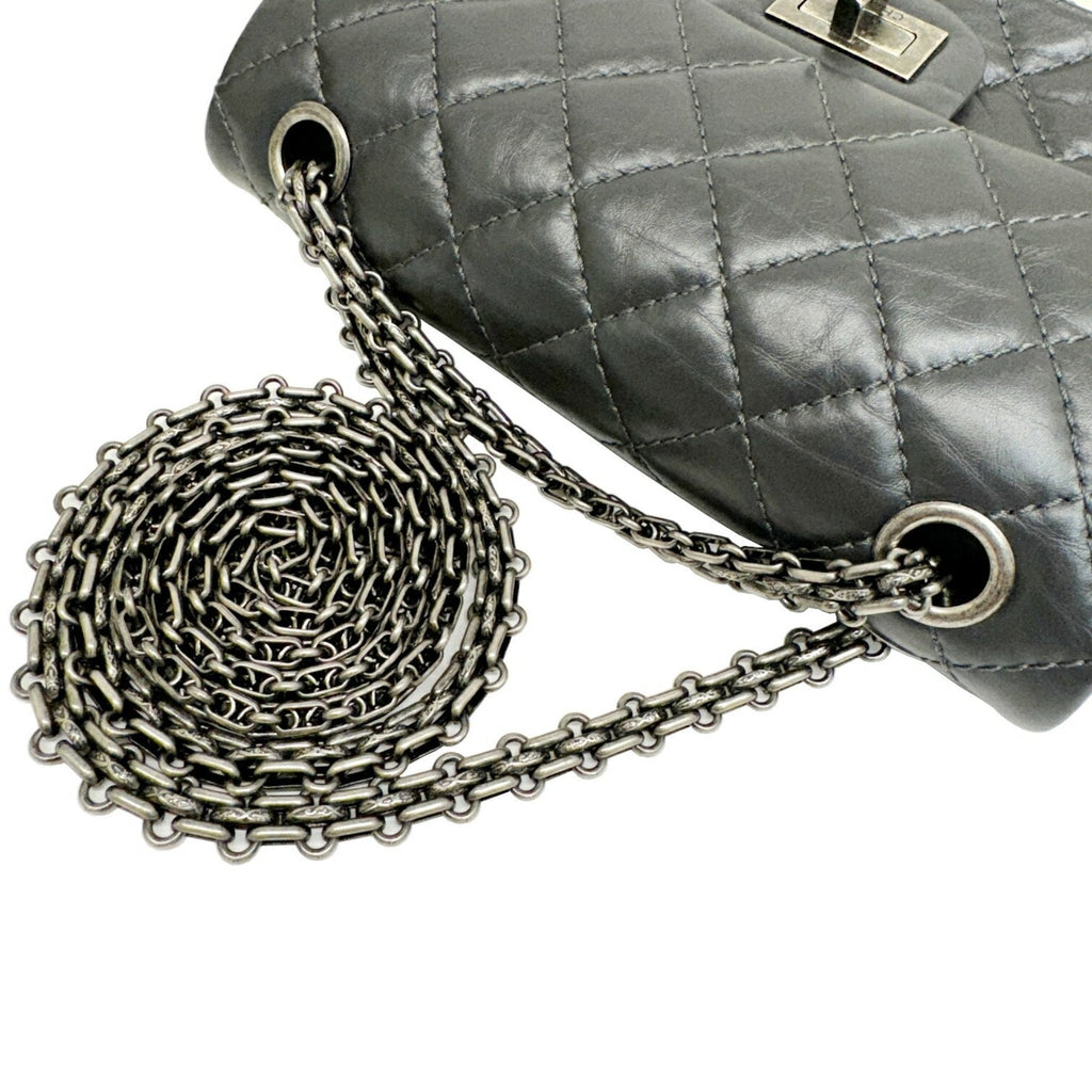 Chanel Dark Gray Leather Shoulder Bag