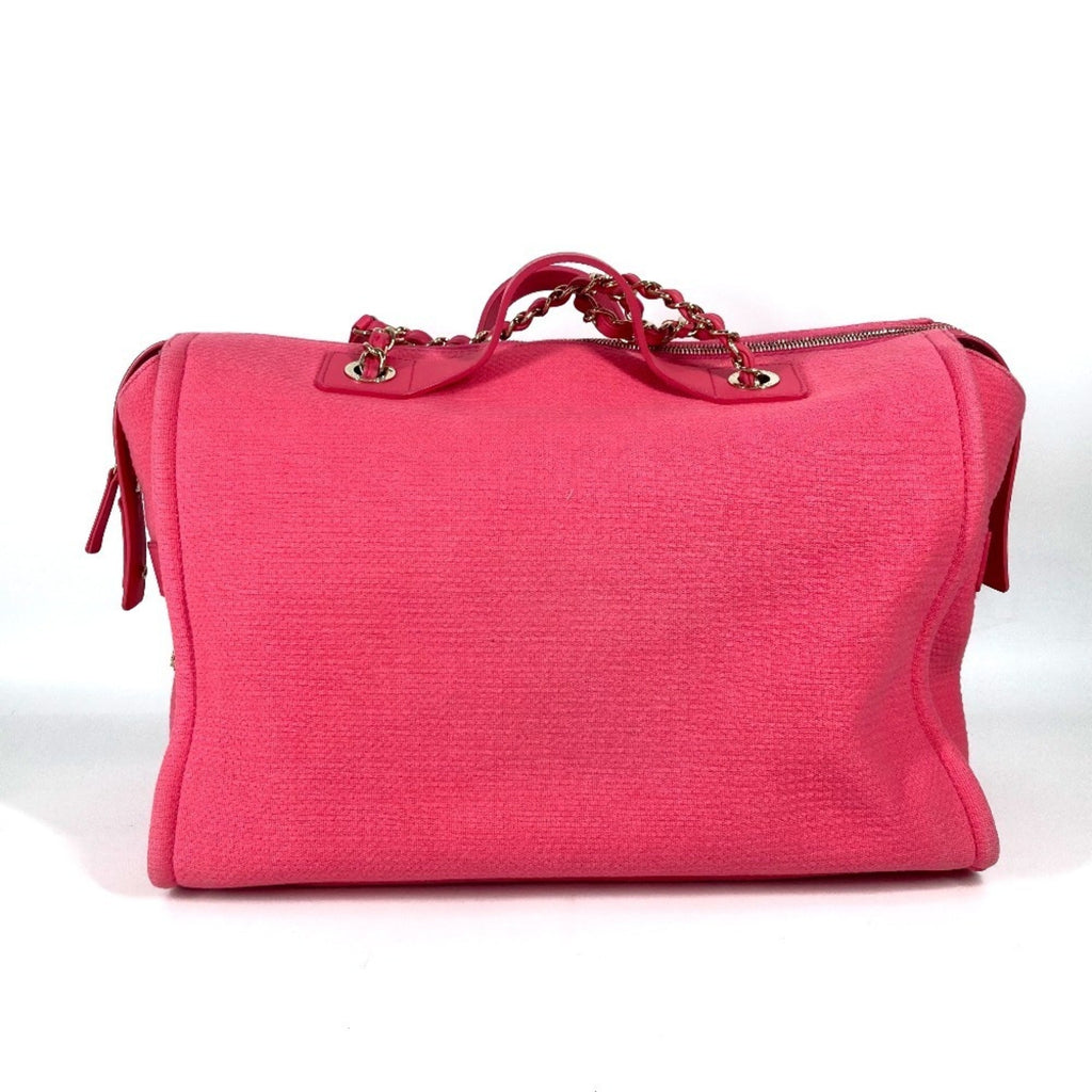 Chanel Pink Canvas Boston Bag Handbag Shoulder Bag