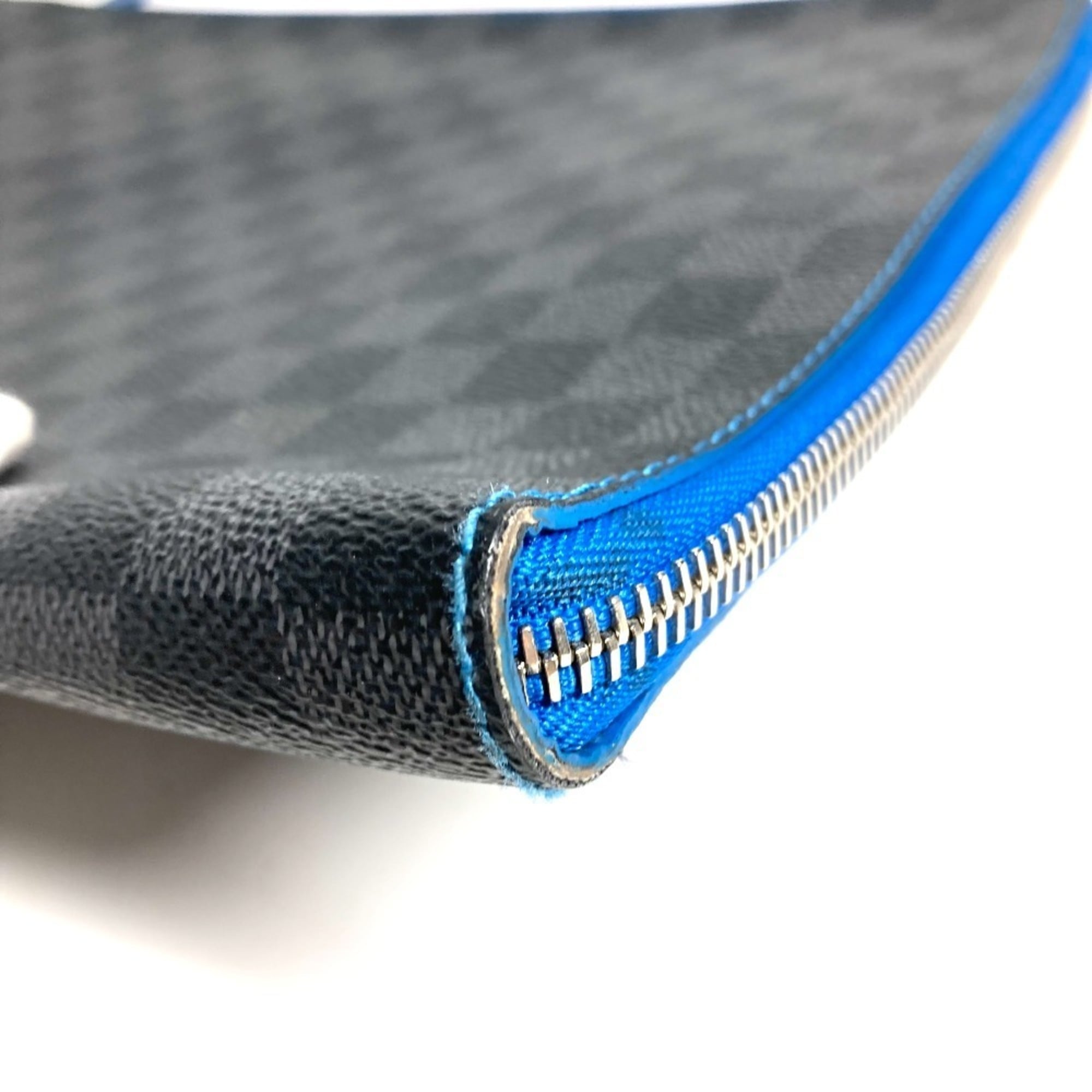 Louis Vuitton Black Blue Damier Graphite Clutch Bag Pochette Pouch