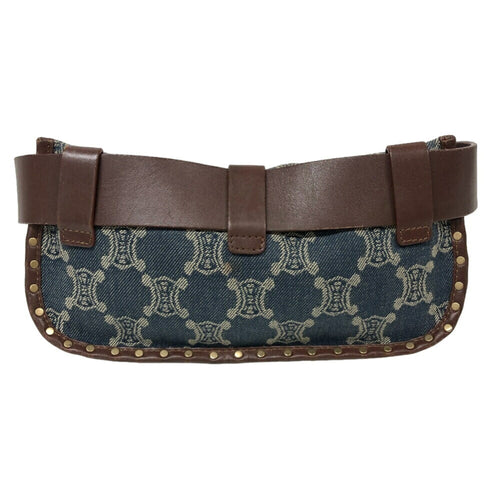 Celine Blue Brown Denim Leather Fanny Pack Sling Bag