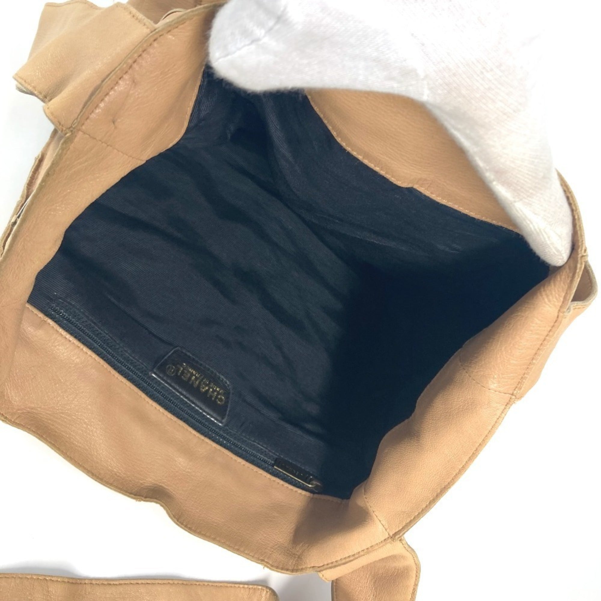 Chanel Beige Leather Shoulder Bag Tote Bag