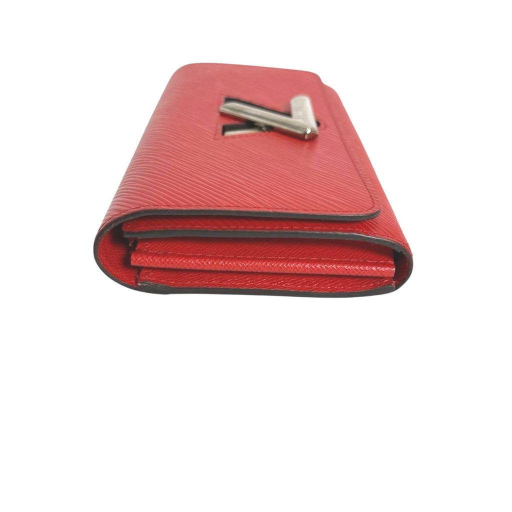 Louis Vuitton Coquelicots Red Color Epi Leather Long Wallet (Tri-Fold)