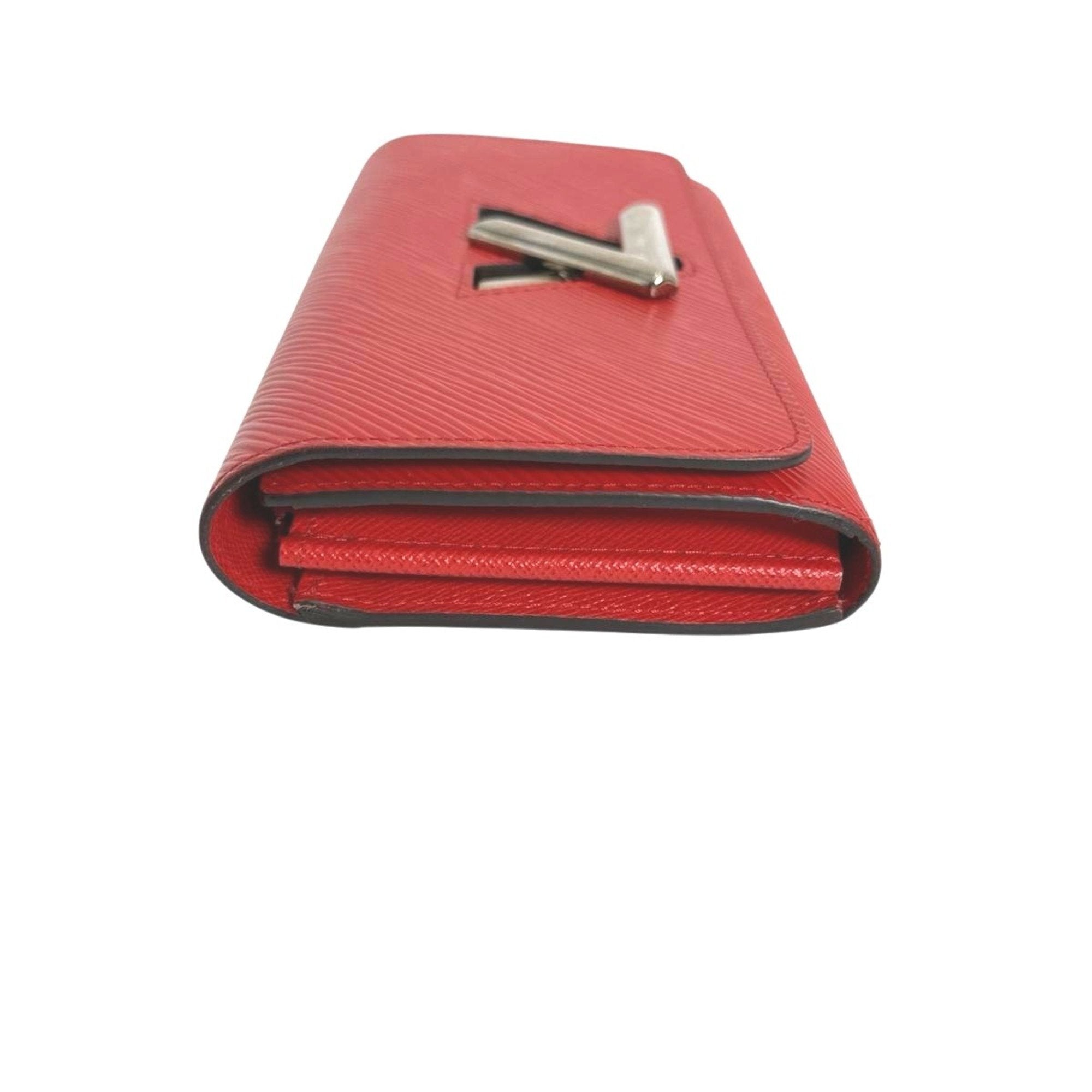 Louis Vuitton Coquelicots Red Color Epi Leather Long Wallet (Tri-Fold)