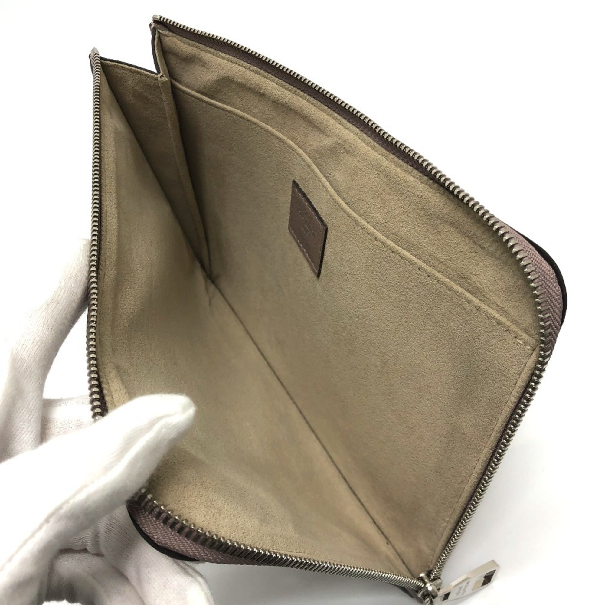 Louis Vuitton Beige Taupe Leather Clutch Bag Pochette