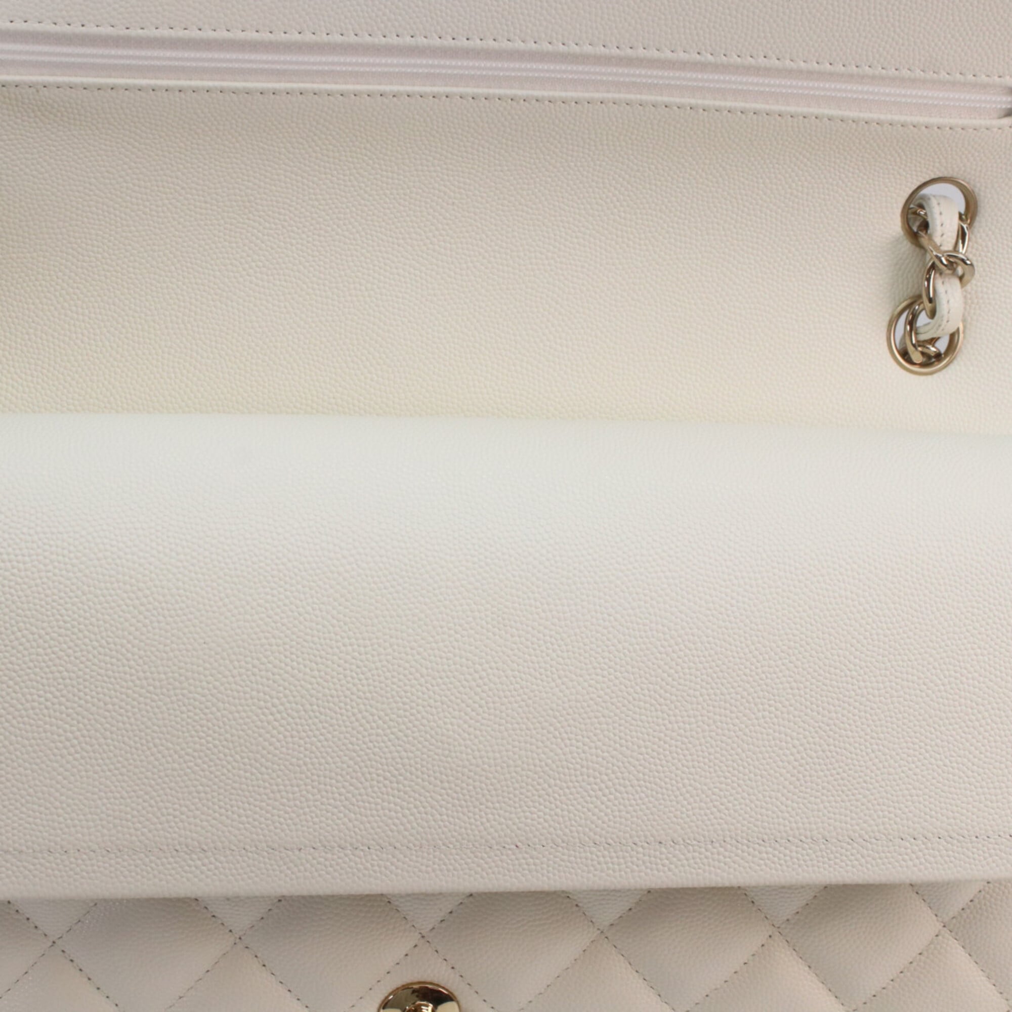 Chanel Ivory Grained Calfskin Shoulder Bag