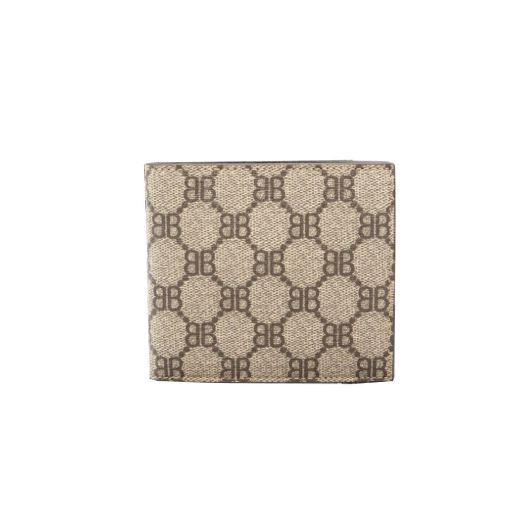 Balenciaga Beige Coated Canvas Leather Wallet (Bi-Fold)