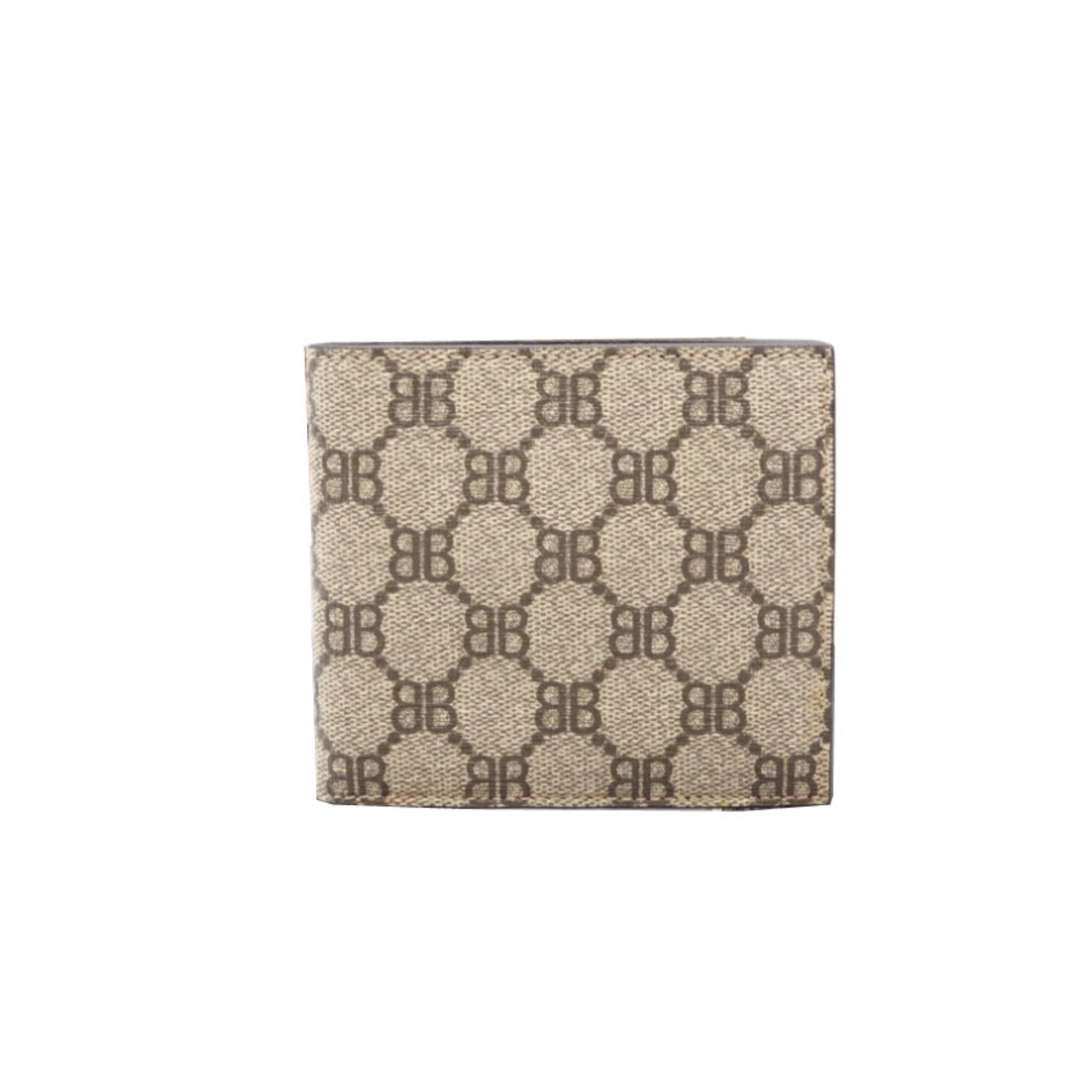 Balenciaga Beige Coated Canvas Leather Wallet (Bi-Fold)