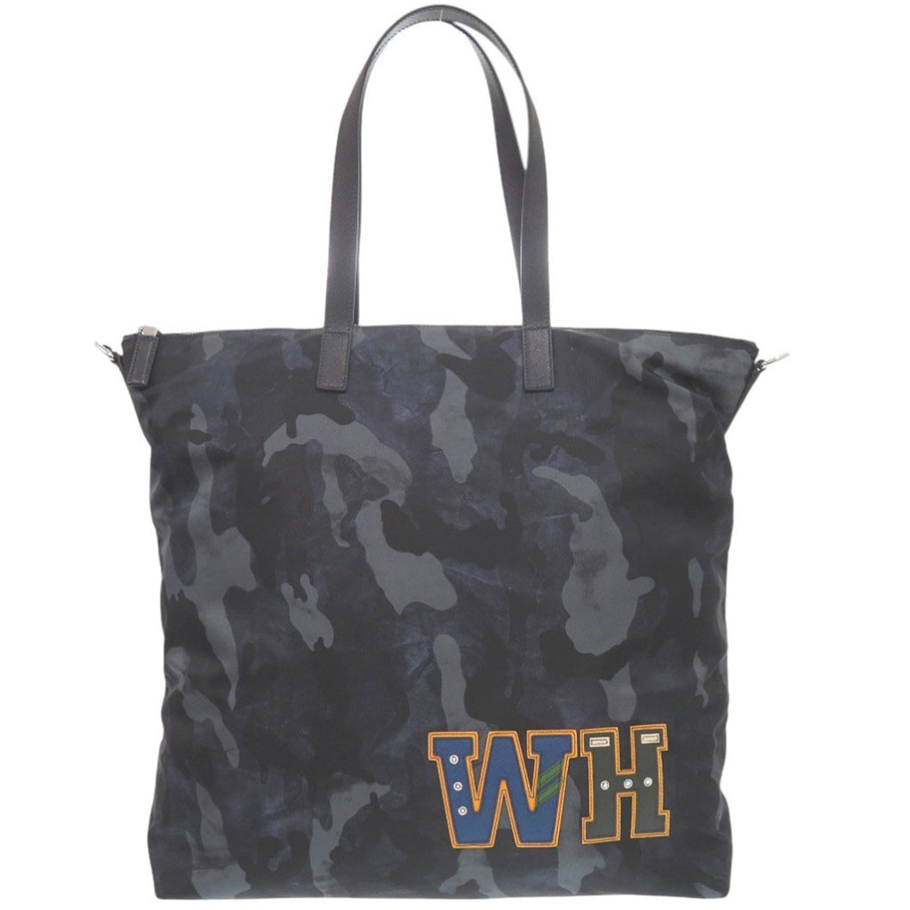 Prada Navy Navy Black Nylon Tote Bag