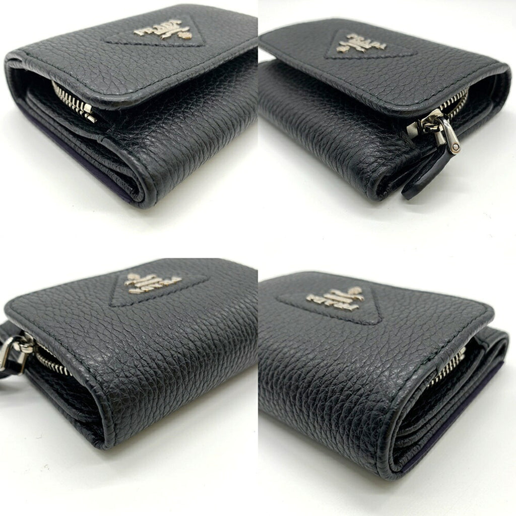 Prada Black Leather Wallet (Tri-Fold)