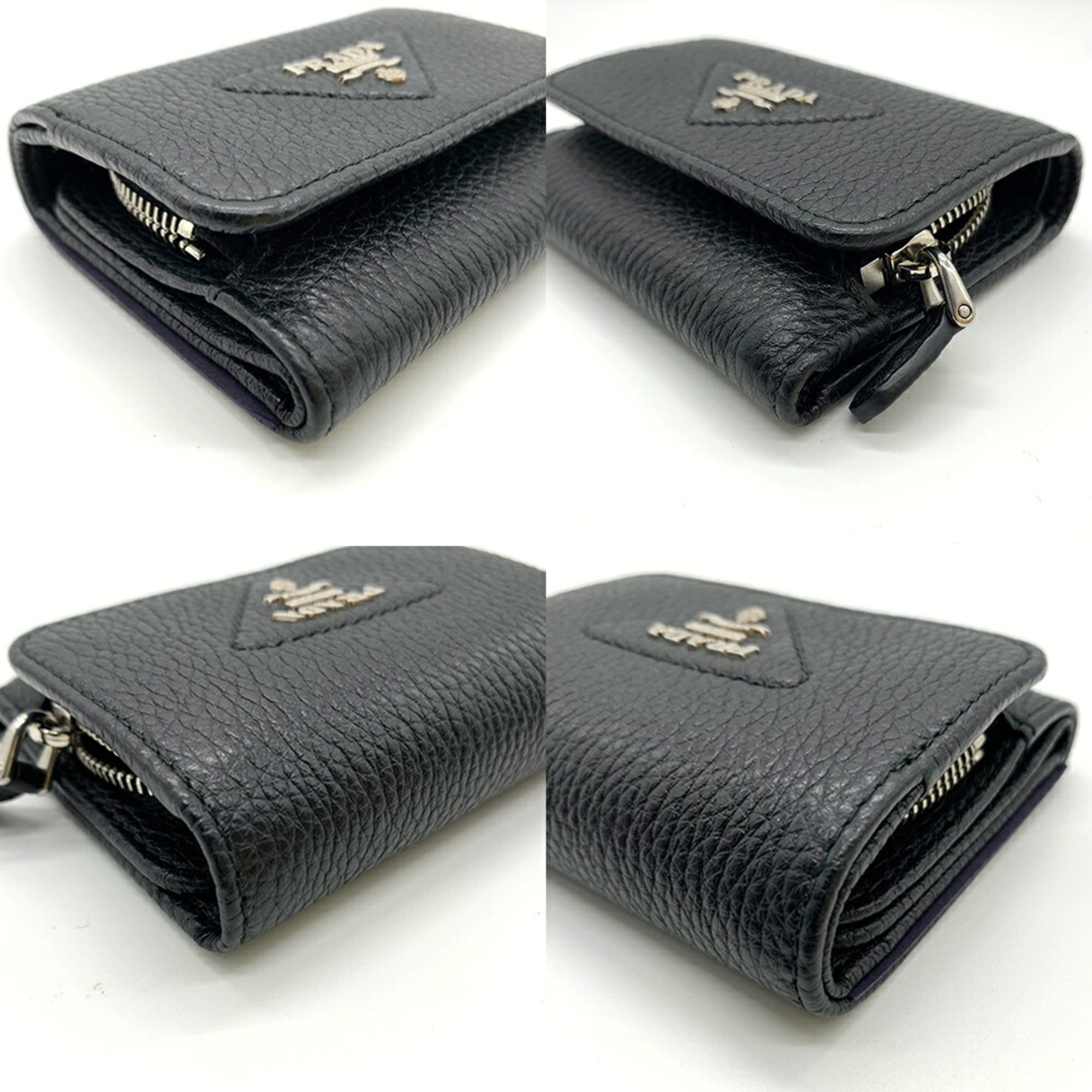 Prada Black Leather Wallet (Tri-Fold)
