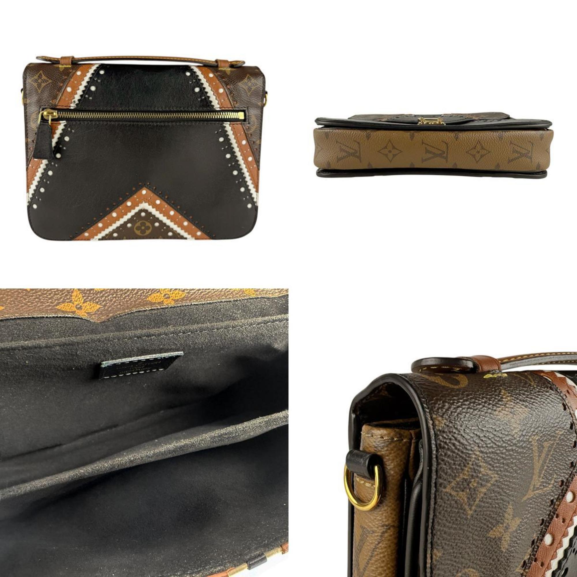 Louis Vuitton Black Brown Monogram Monogram Leather Handbag Pochette Shoulder Bag