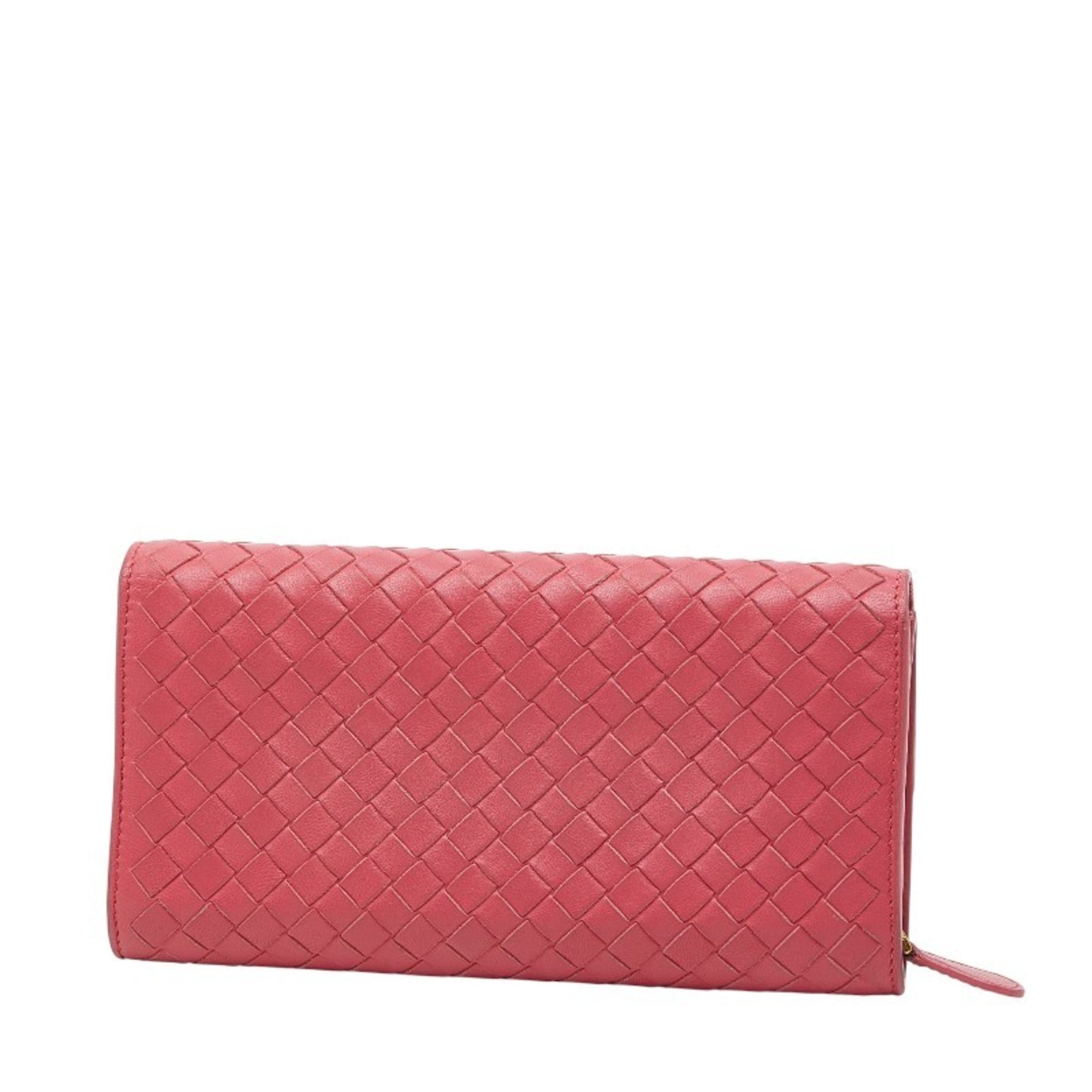 Bottega Veneta Pink Leather Long Wallet (Tri-Fold)