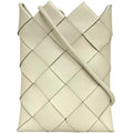 Bottega Veneta Intrecciato White Leather Pochette Shoulder Bag