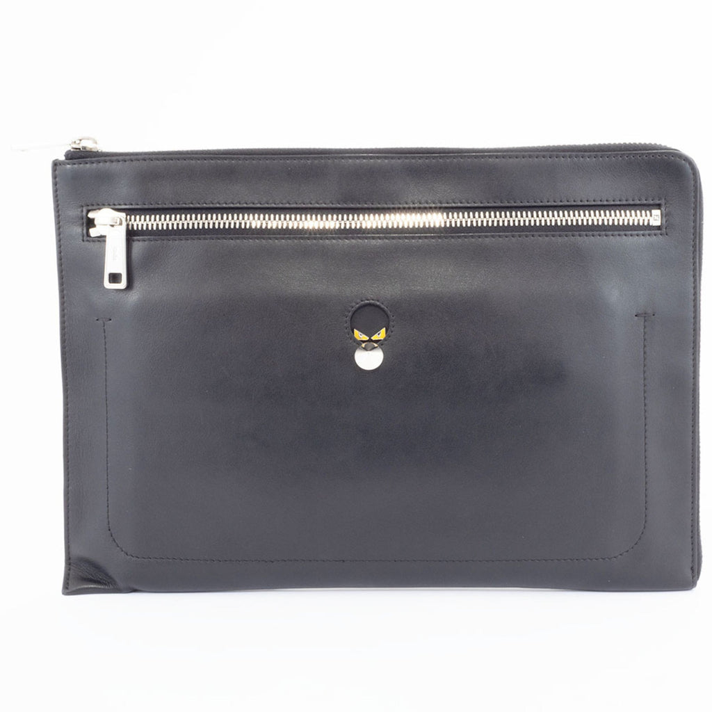 Fendi Black Leather Clutch Bag