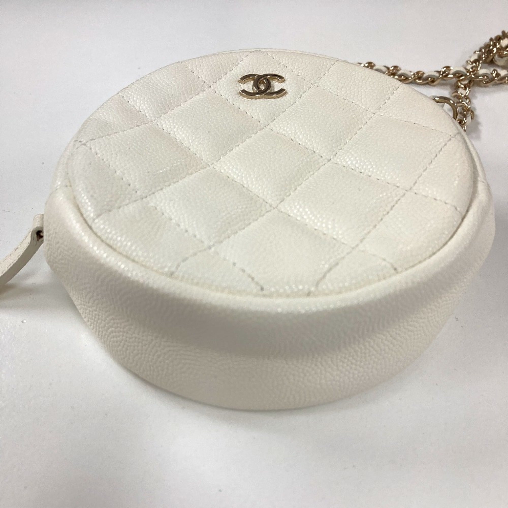 Chanel White Leather Shoulder Bag
