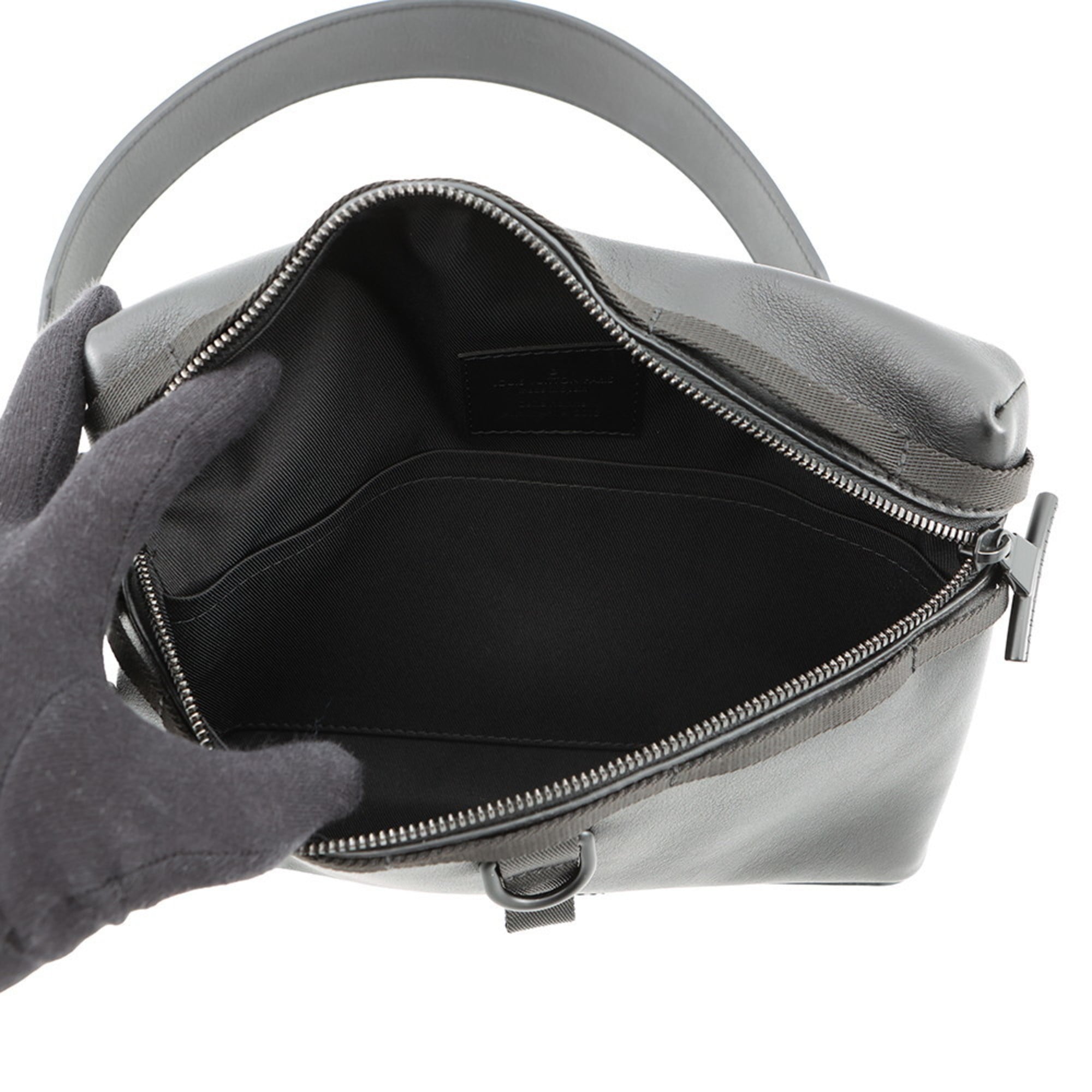 Louis Vuitton Black Noir Leather Messenger Bag Shoulder Bag