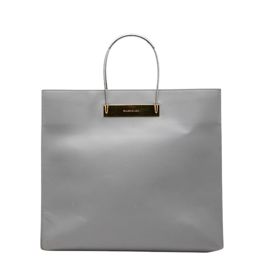 Balenciaga Gray Metal Leather Handbag Tote